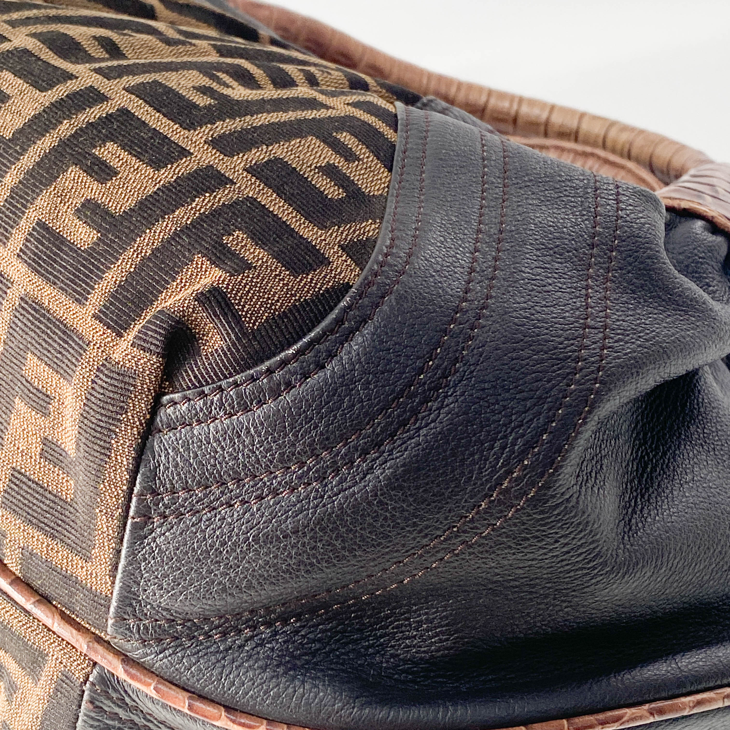 Spy Zucca Canvas & Leather Shoulder Bag