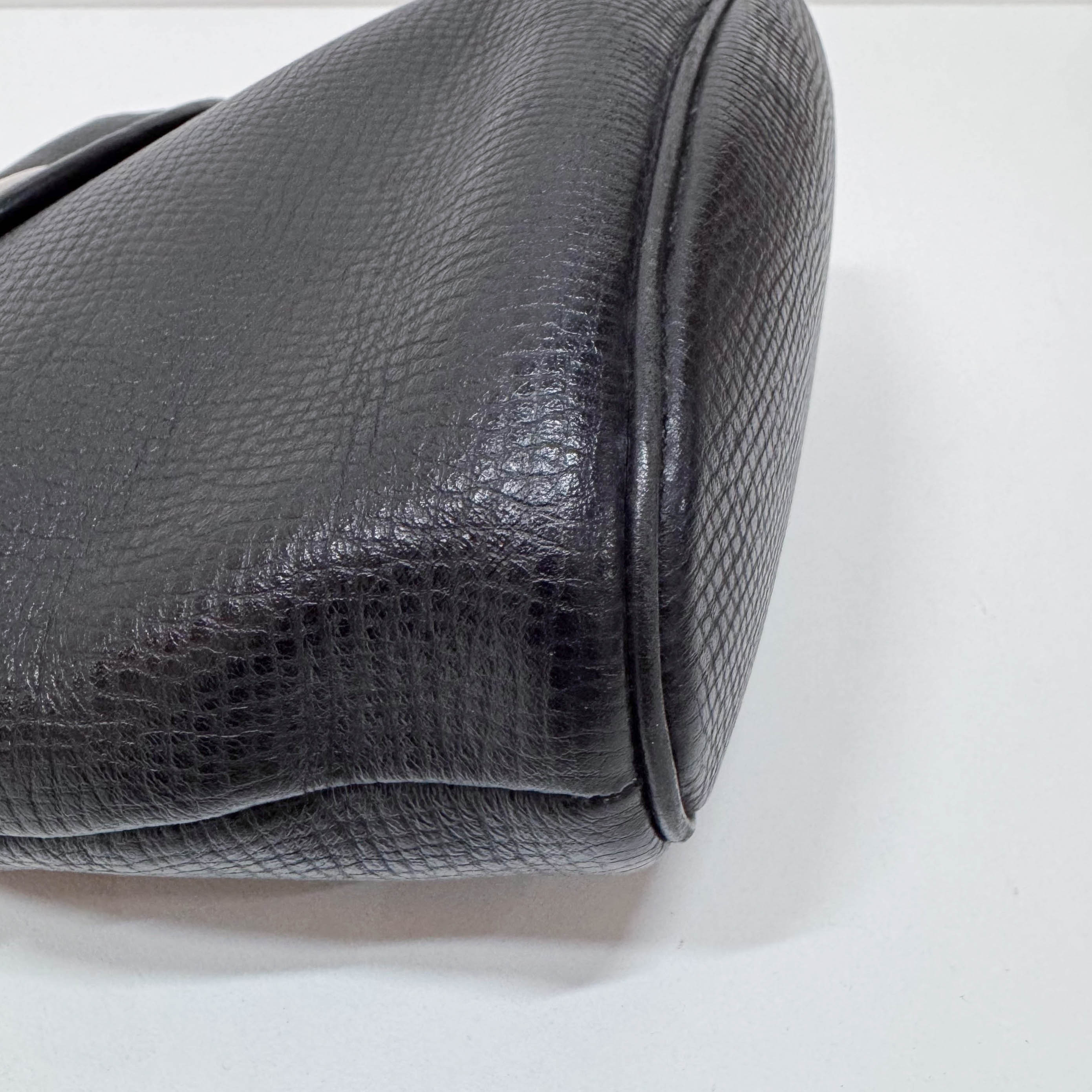 Black Leather Top Handle Bag