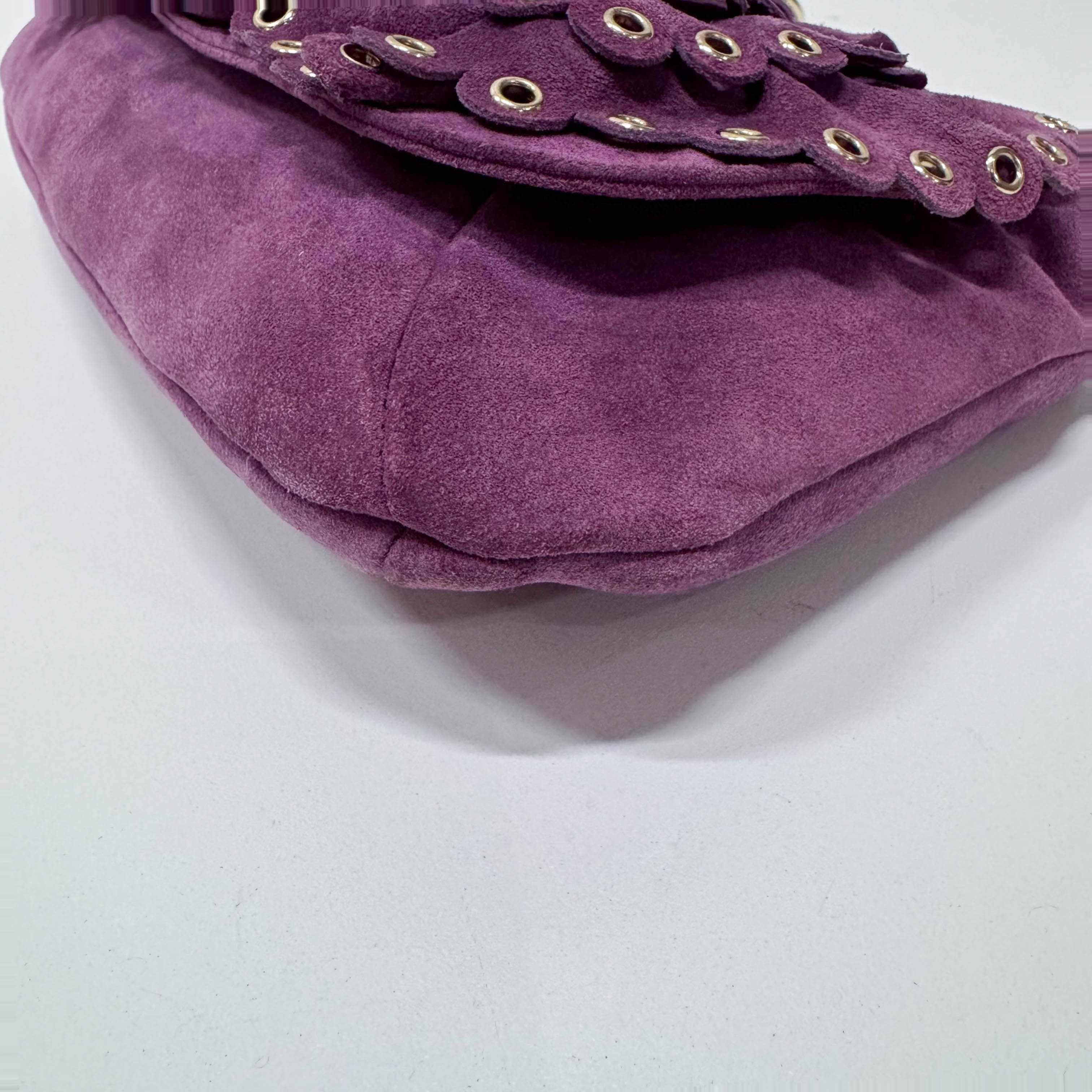 Purple Suede Chain Strap Shoulder Bag