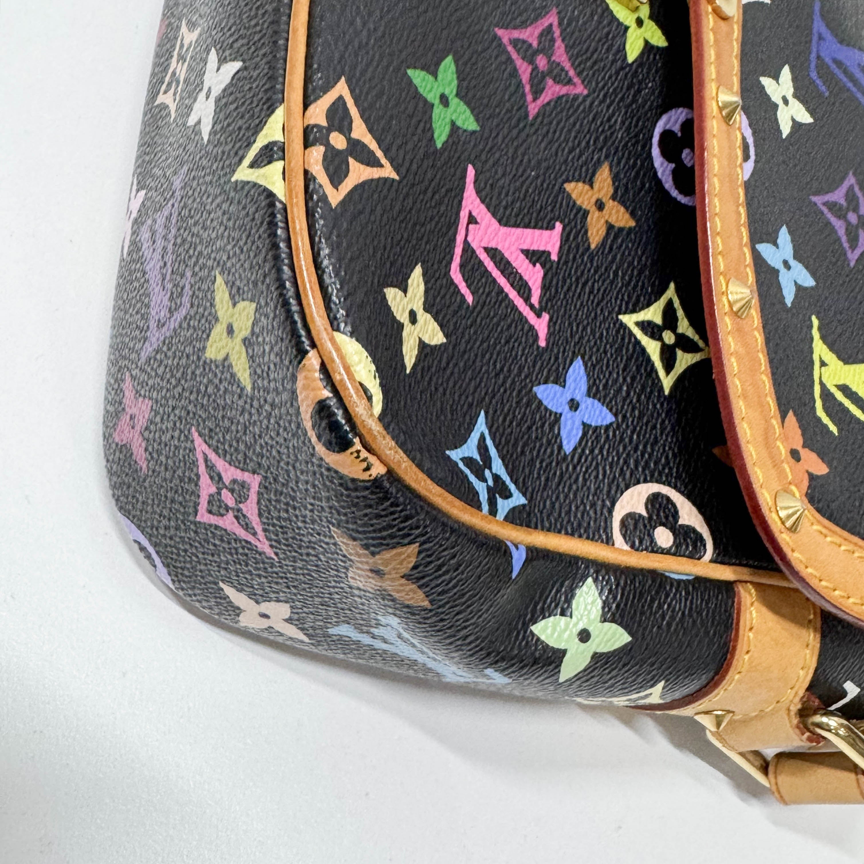 LV × Takashi Murakami Black Multi Colour Sologne Crossbody Bag