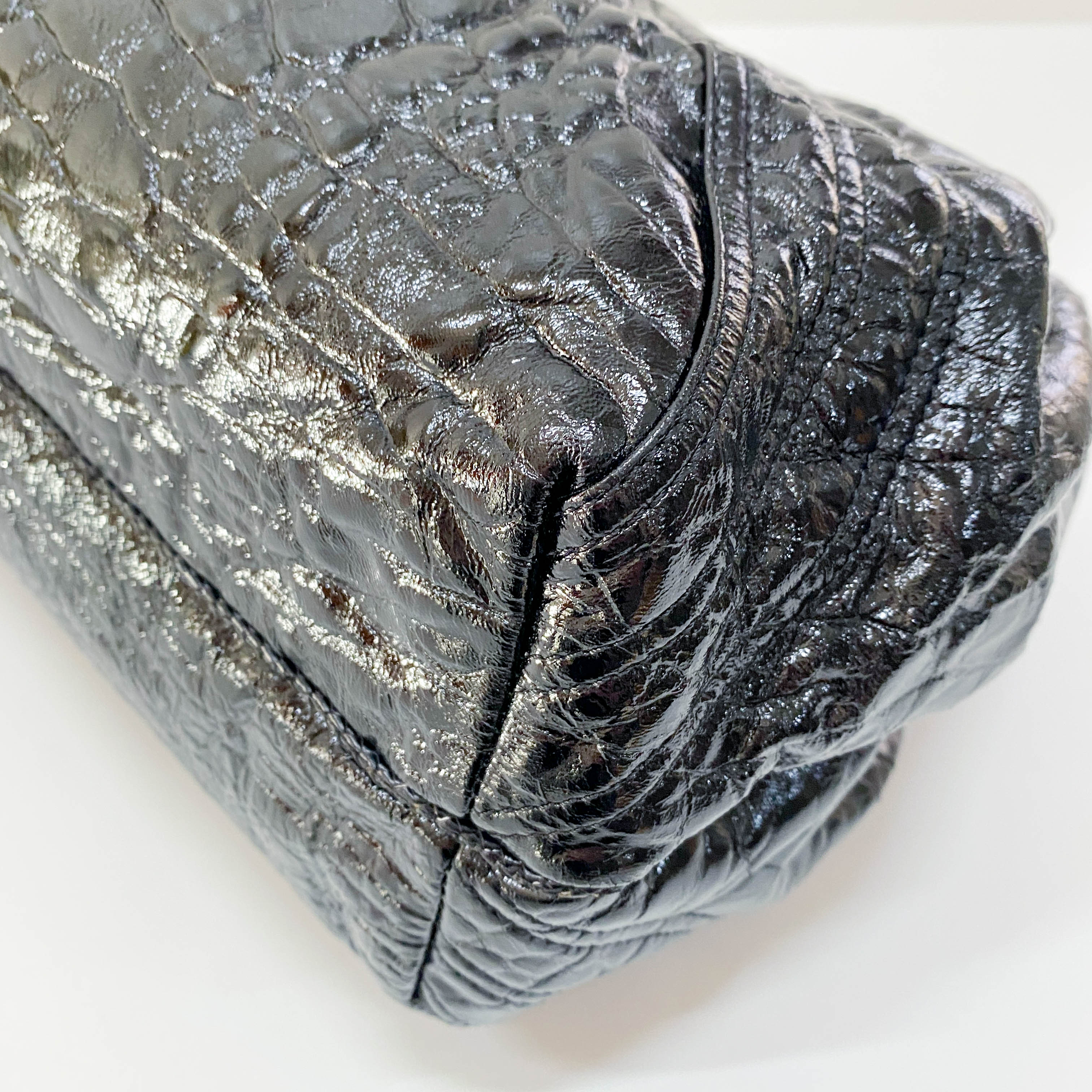 Spy Black Patent Leather Shoulder Bag