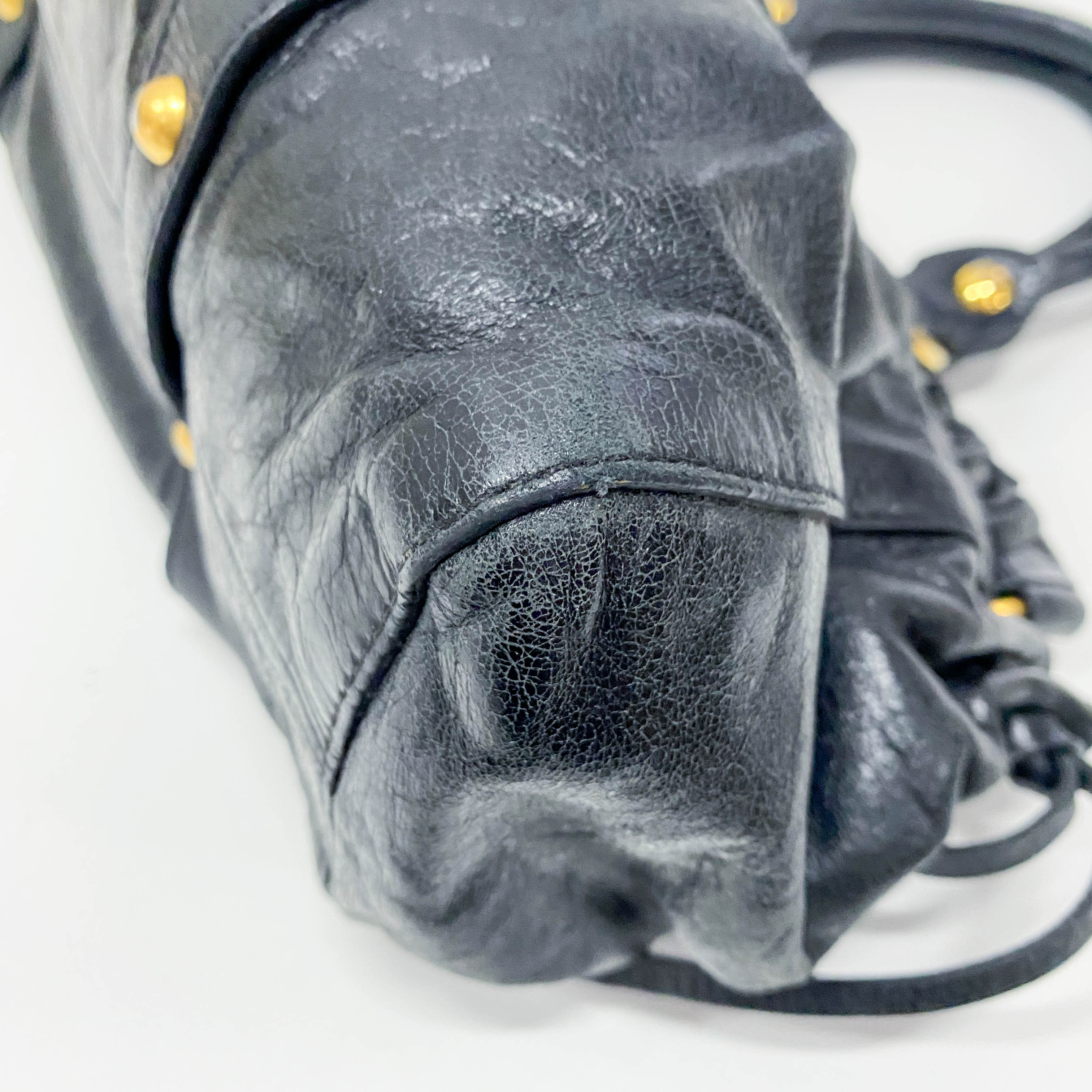 Vitello Black Calfskin Leather Two Way Bag