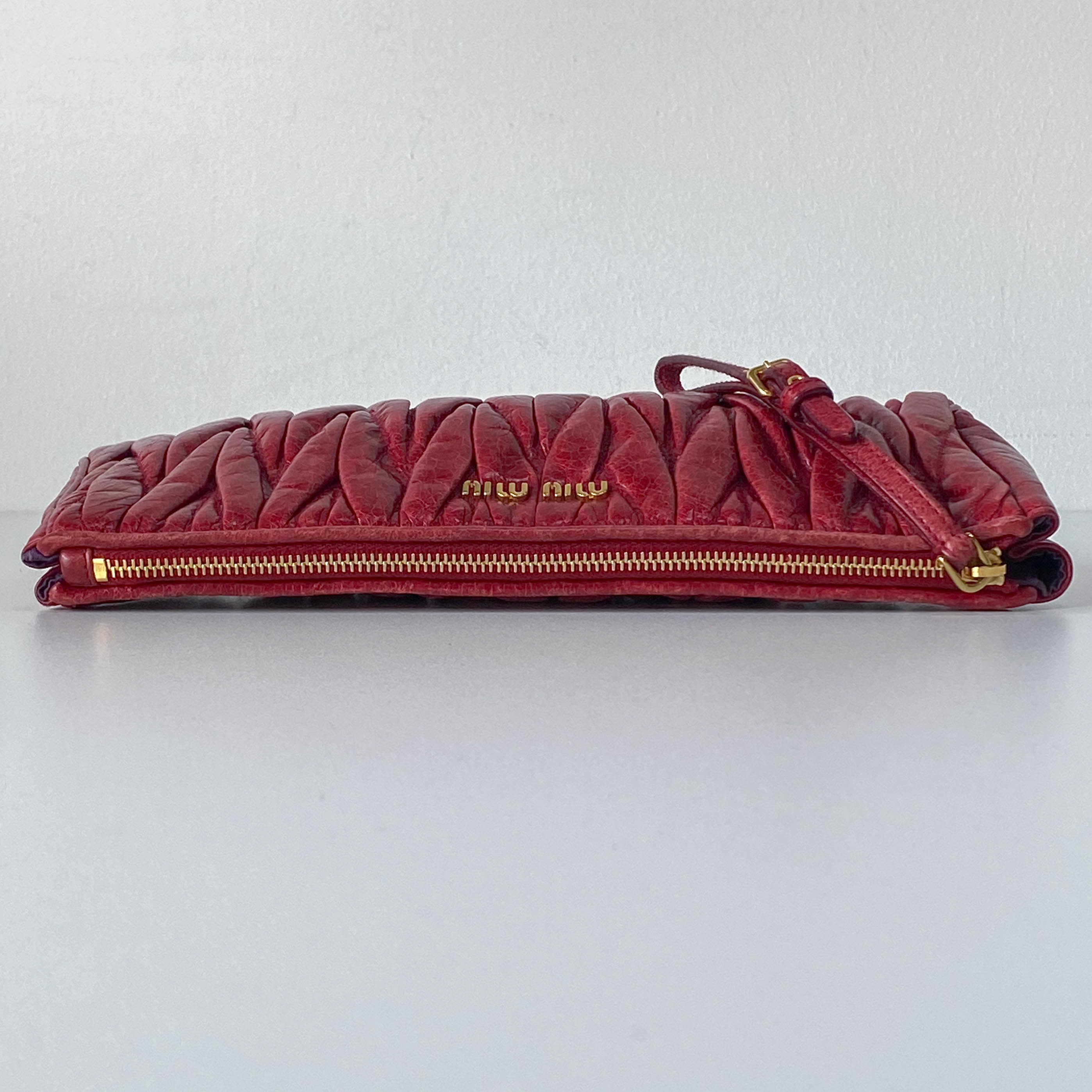 Red Leather Accessory Pouch