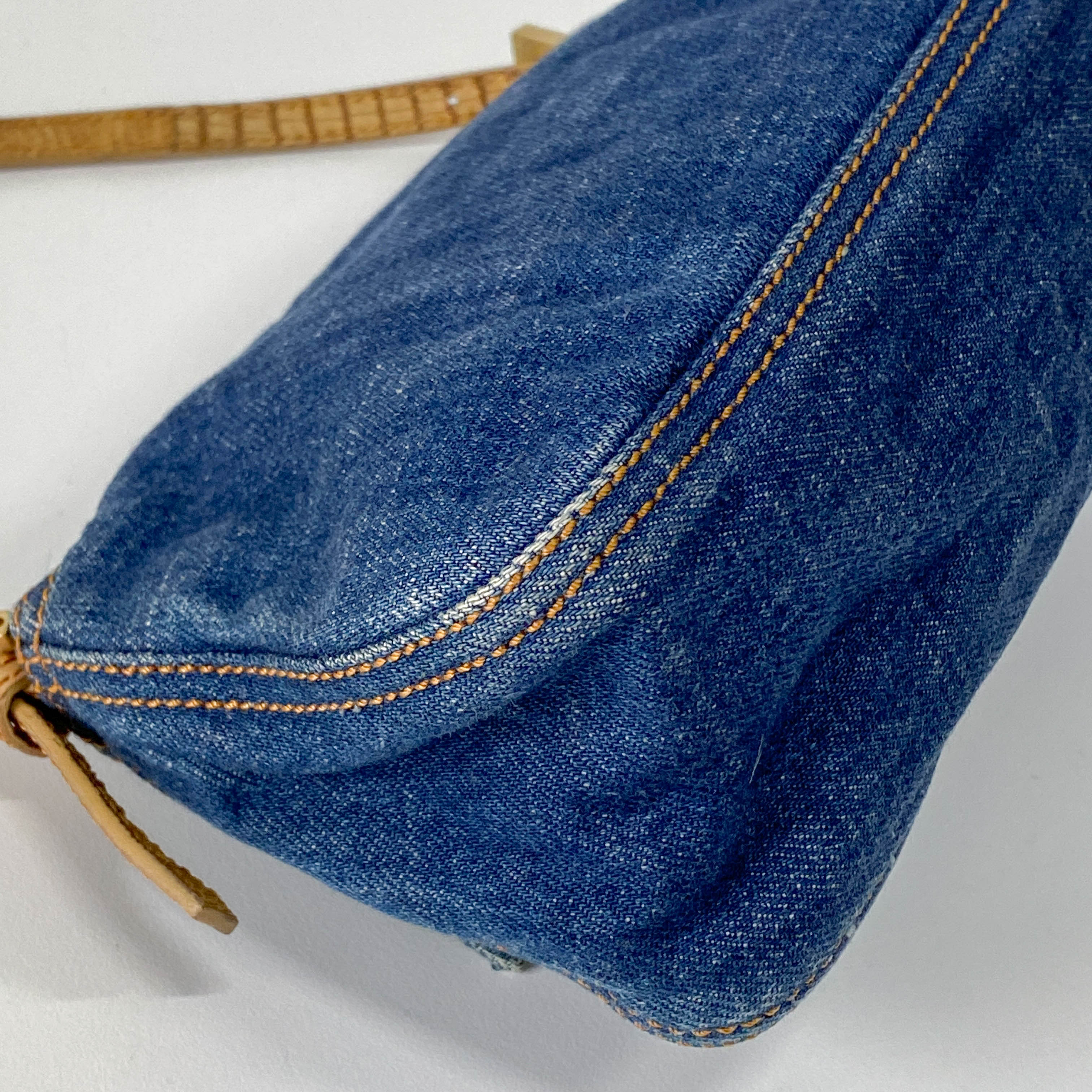 Mini Mamma Baguette Blue Denim Shoulder Bag
