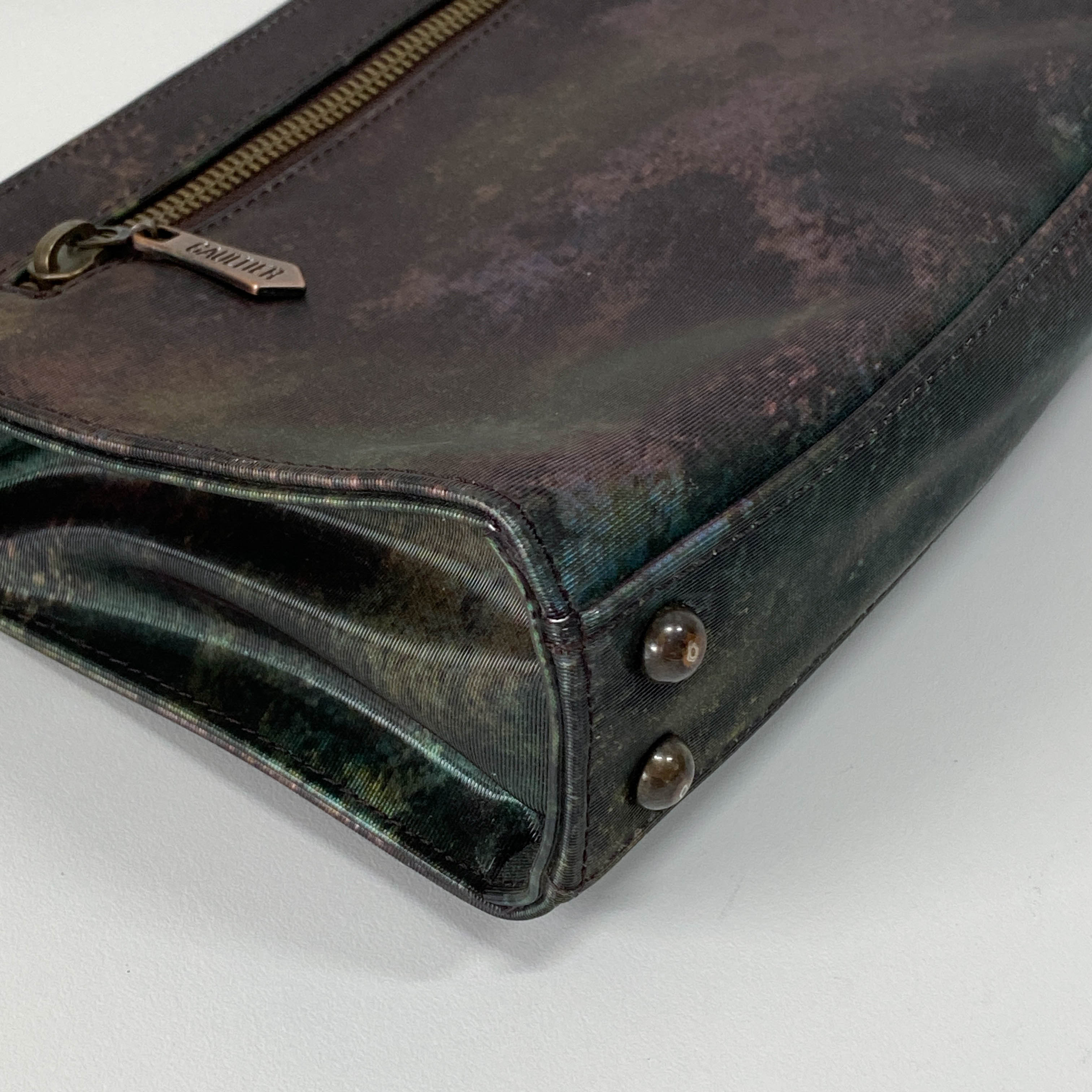 Green Coated Canvas Shoulder Bag