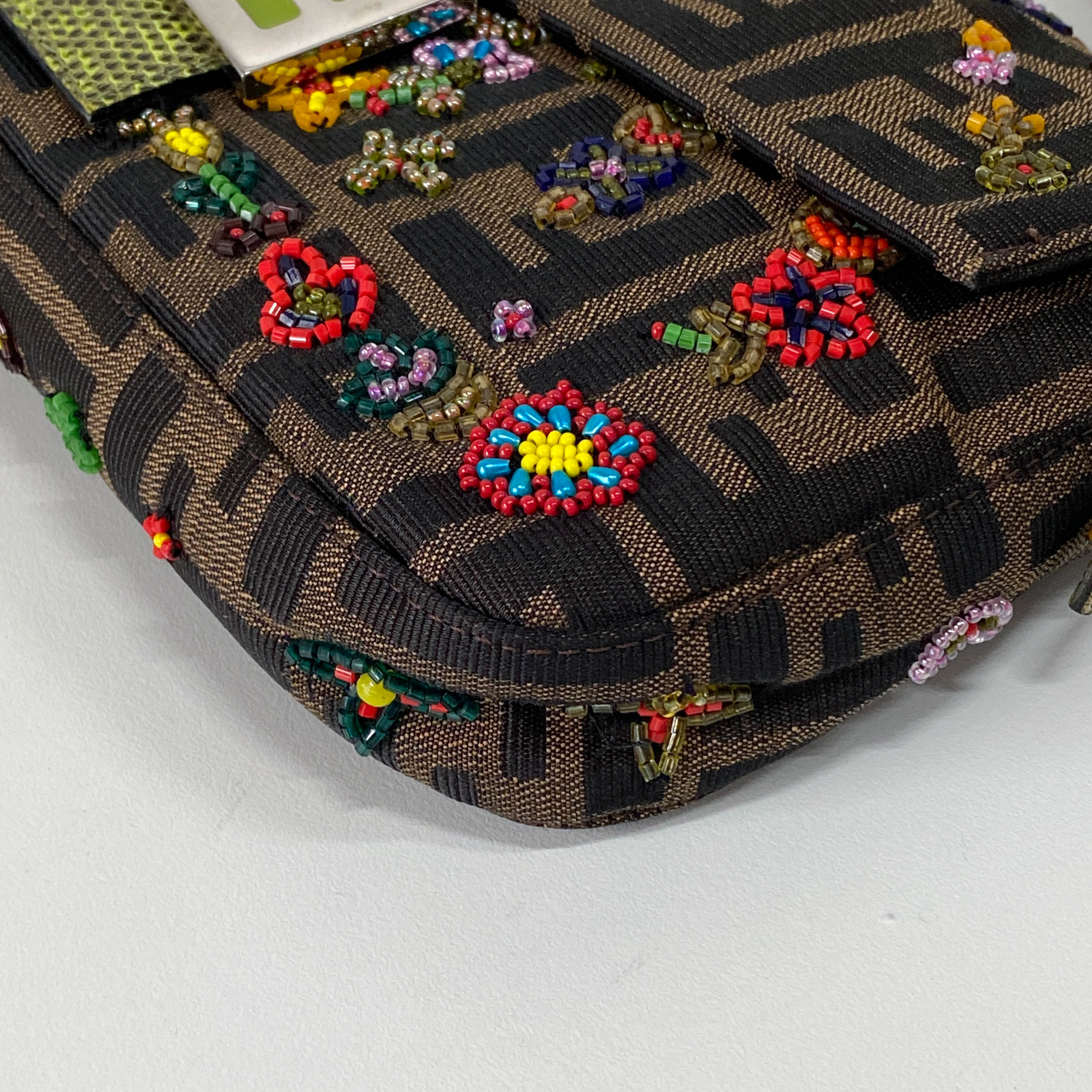 Zucca FF Design With Beads Baguette Shoulder Bag