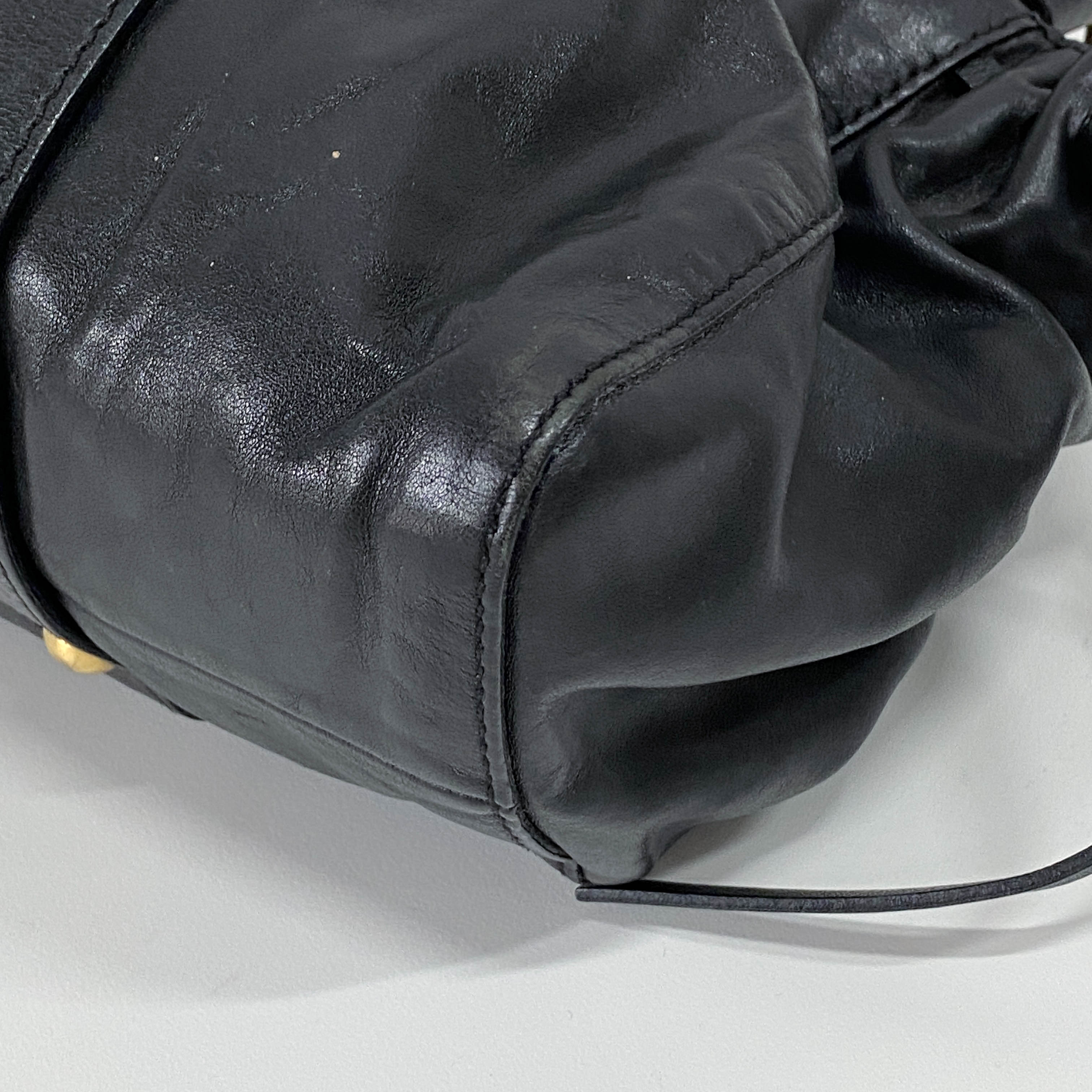 Vitello Black Leather Two Way Bag