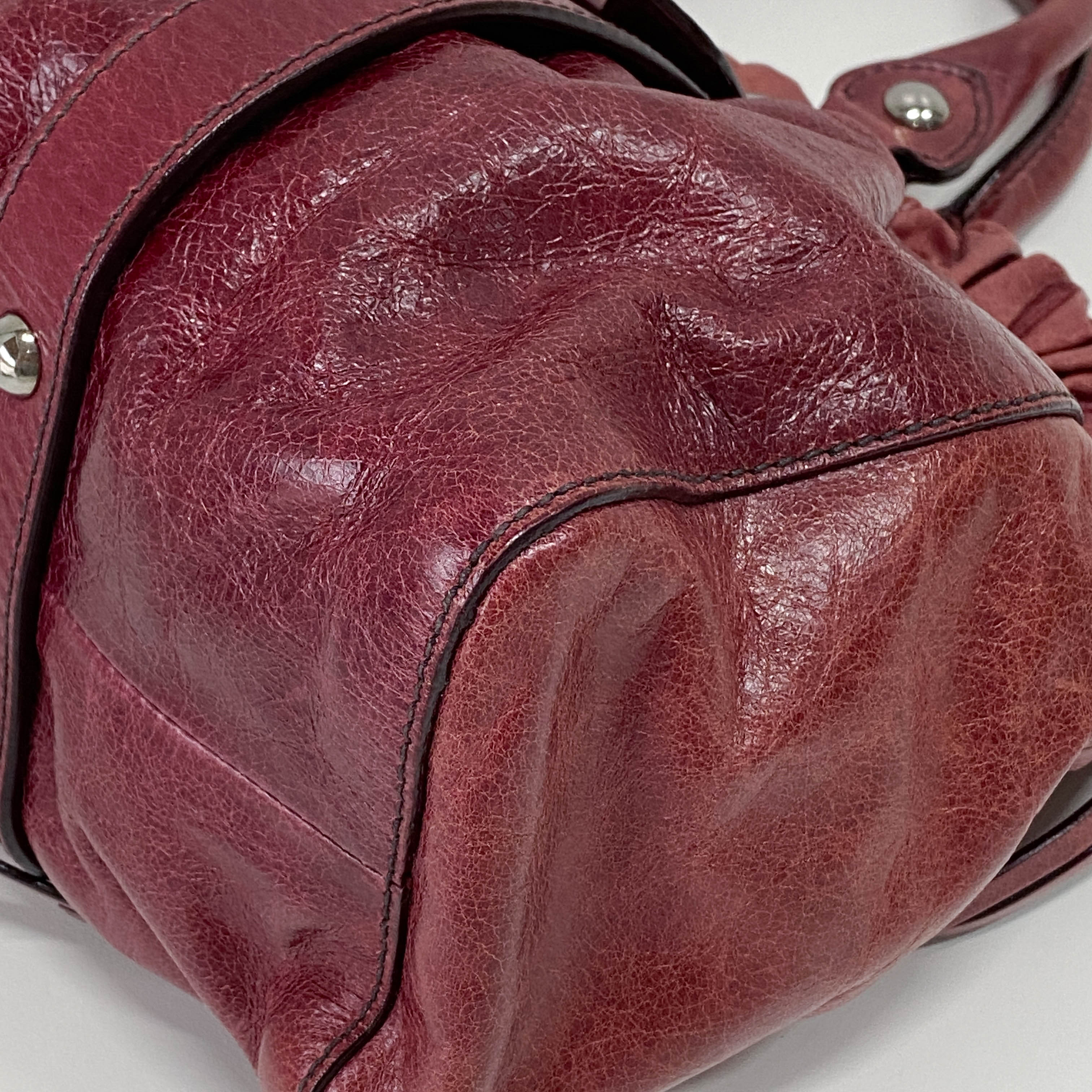 Vitello Red Calfskin Leather Two Way Bag