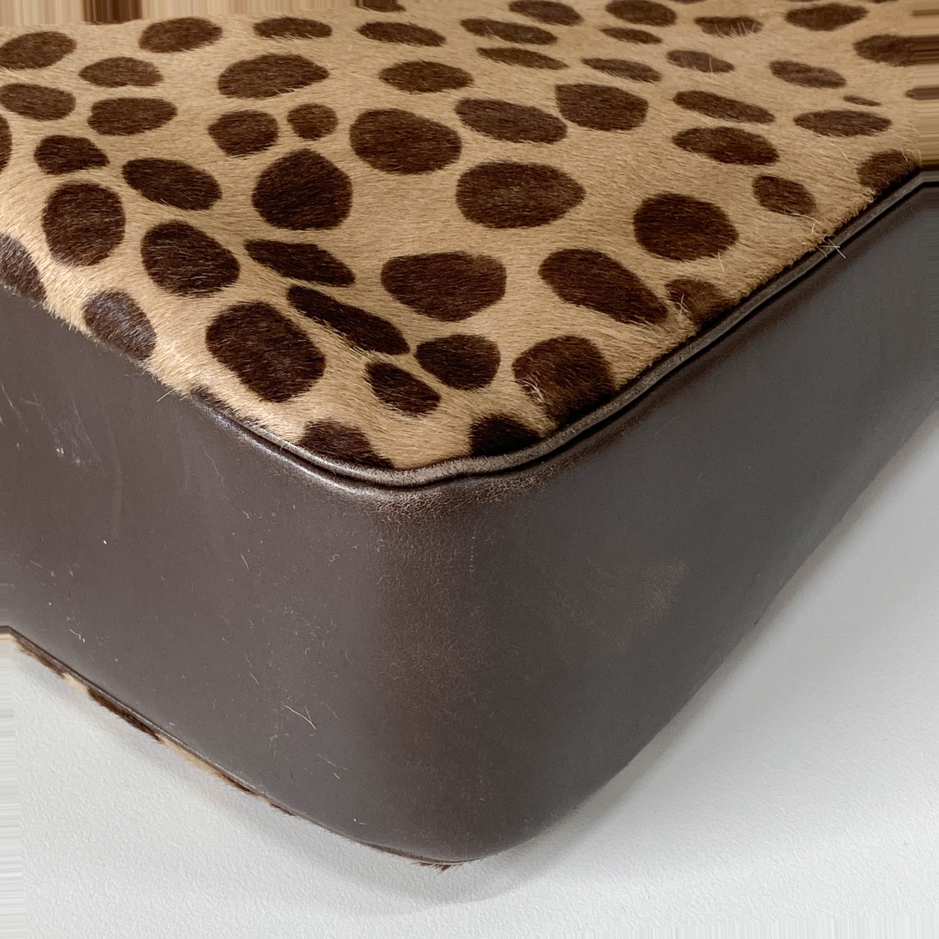 Brown Leopard Print Pony Hair Shoulder Bag