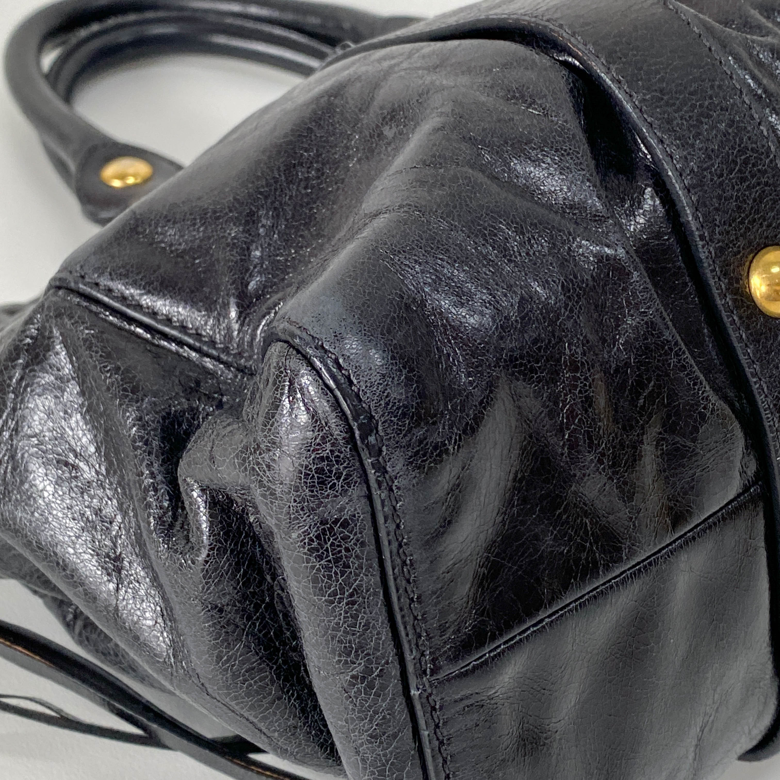 Vitello Black Calfskin Leather Two Way Bag