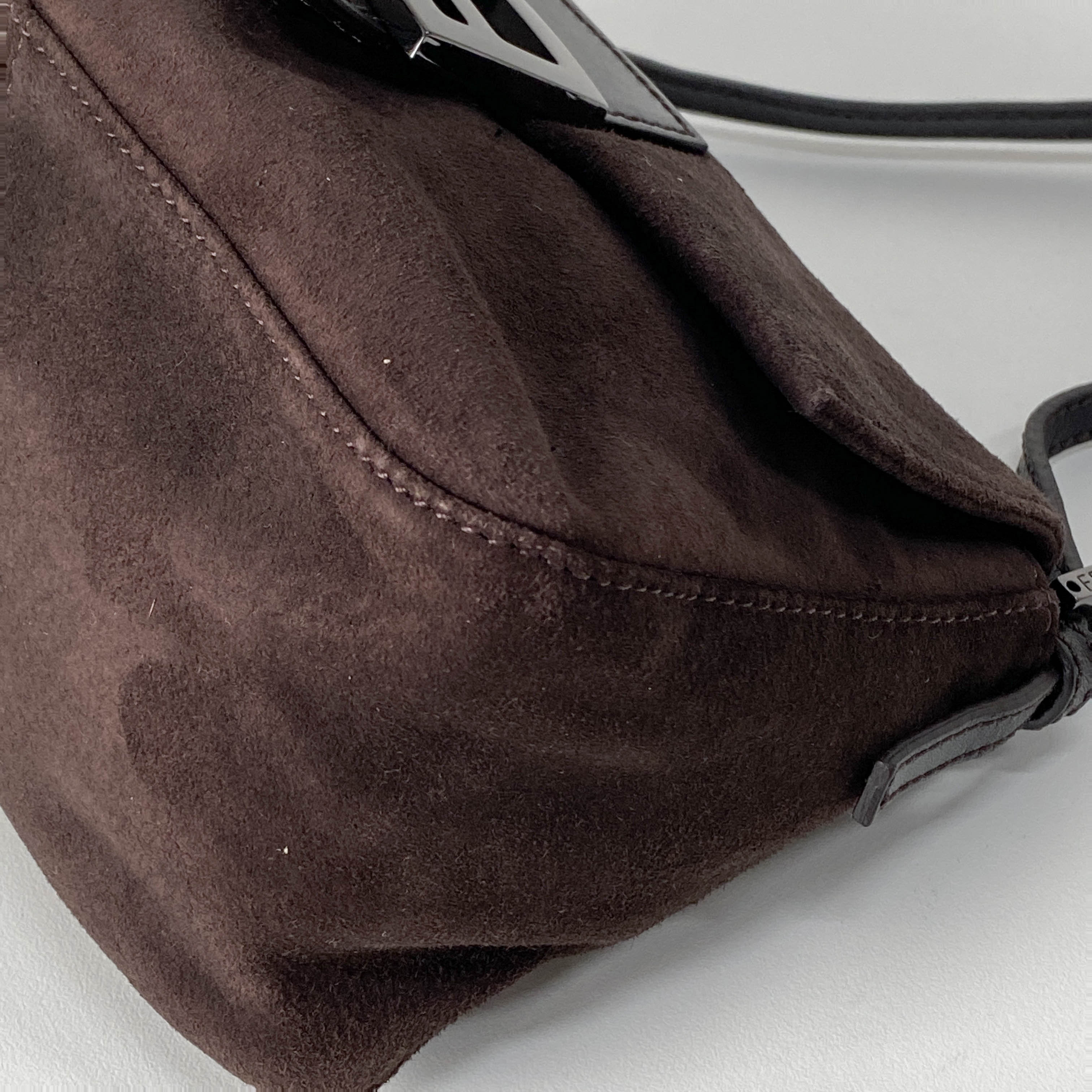 Mini Mamma Baguette Brown Suede Shoulder Bag