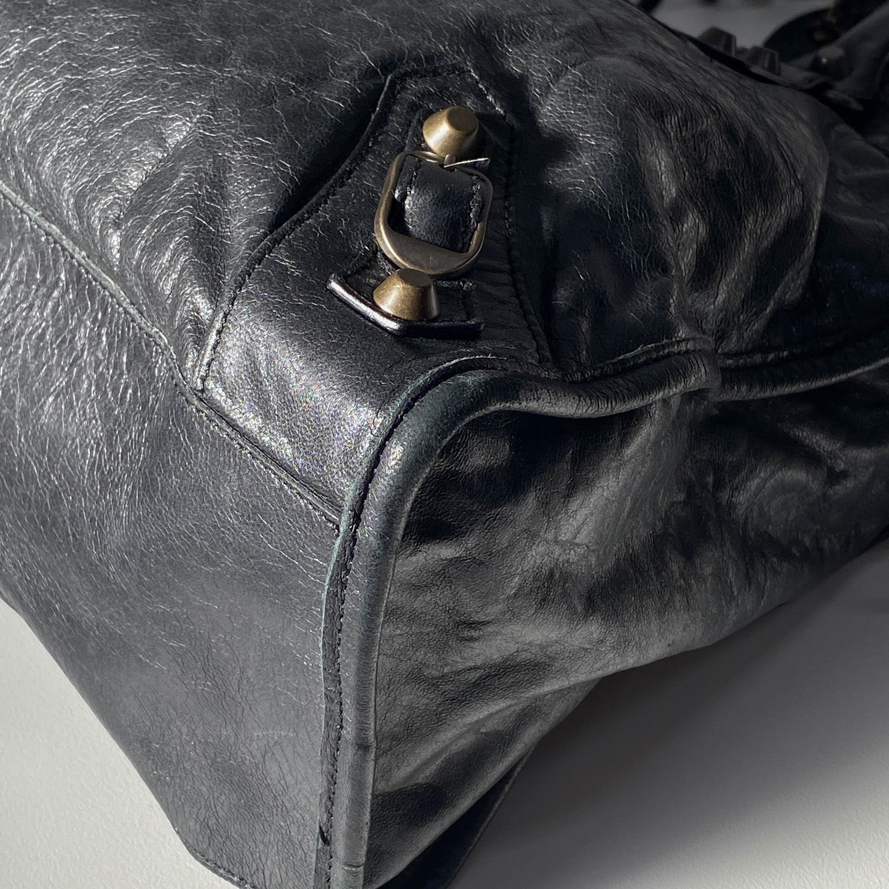 The City Black Leather Two Way Bag