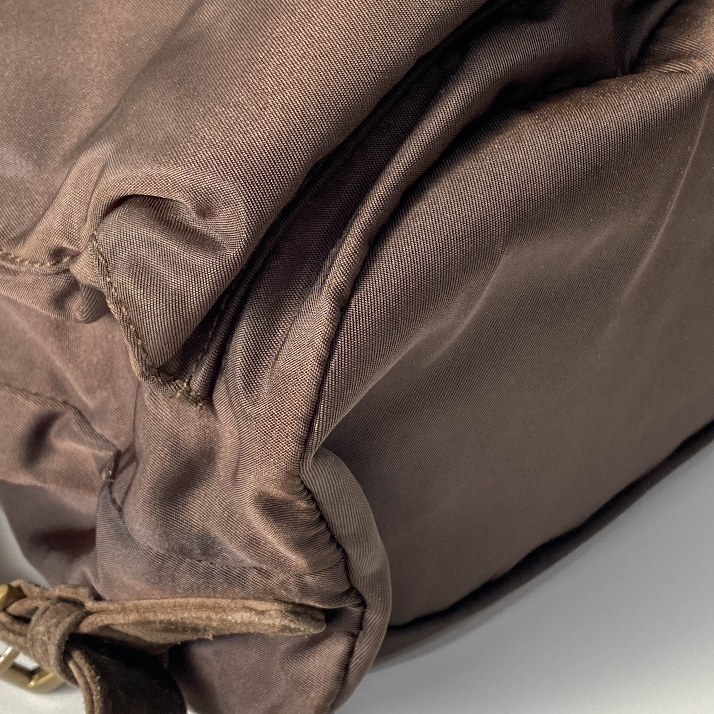 Brown Nylon & Suede Backpack