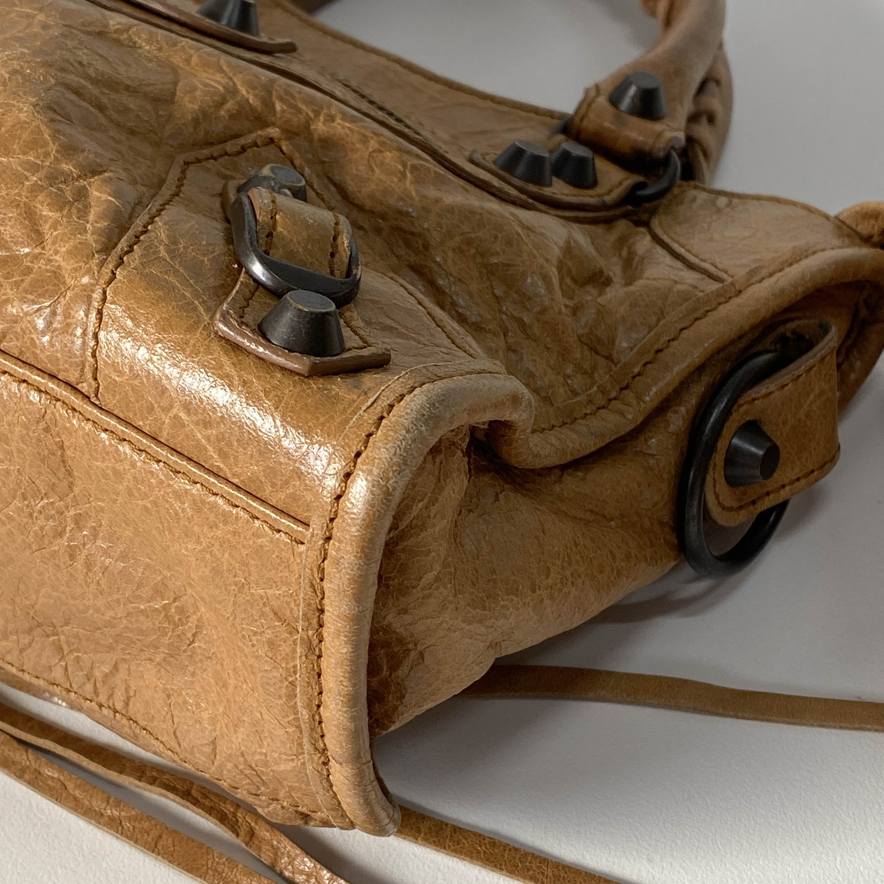 The City Mini Brown Calfskin Leather Handbag