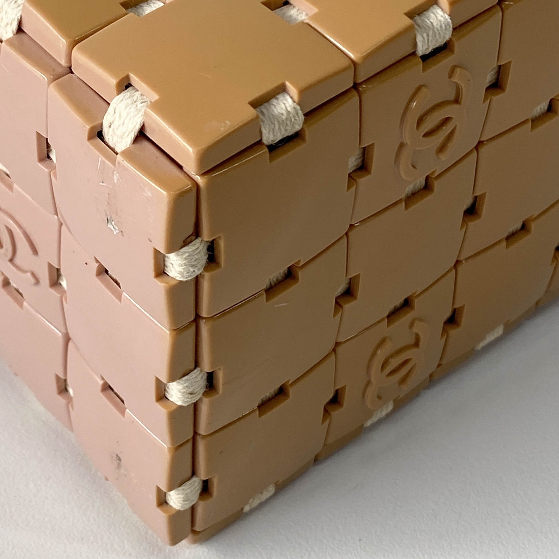 Puzzle Pink/Beige Leather Hand Bag