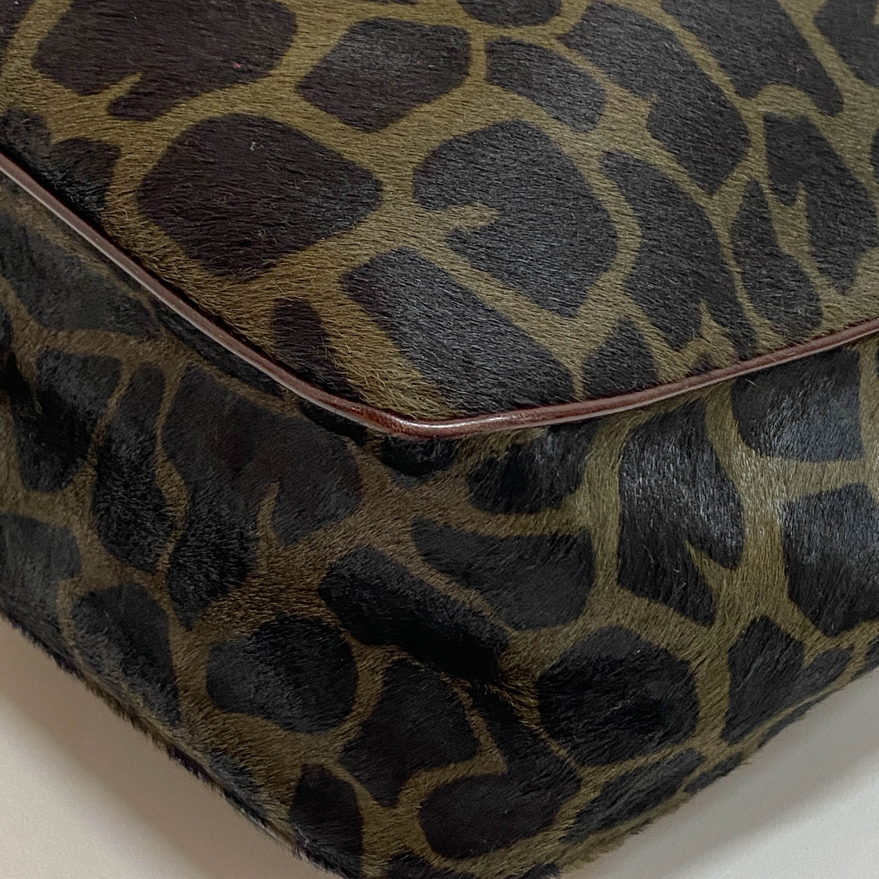 Brown Leopard Print Pony Hair Shoulder Bag
