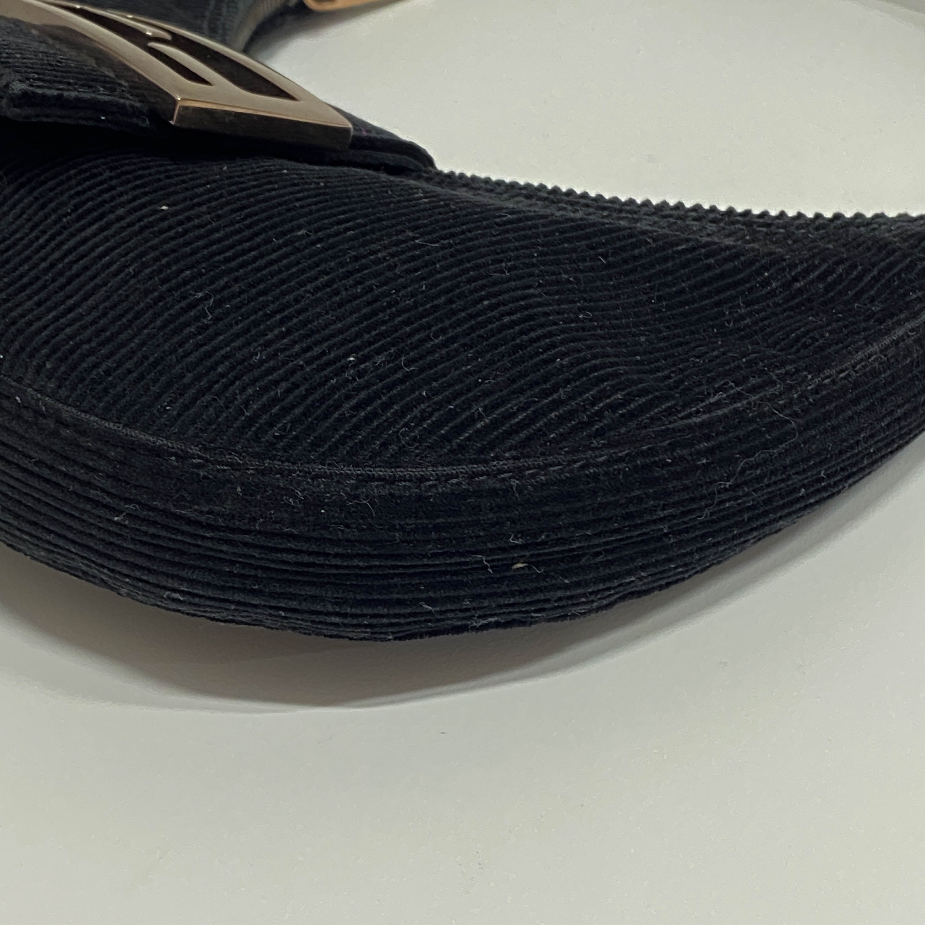 Croissant Black Corduroy Shoulder Bag