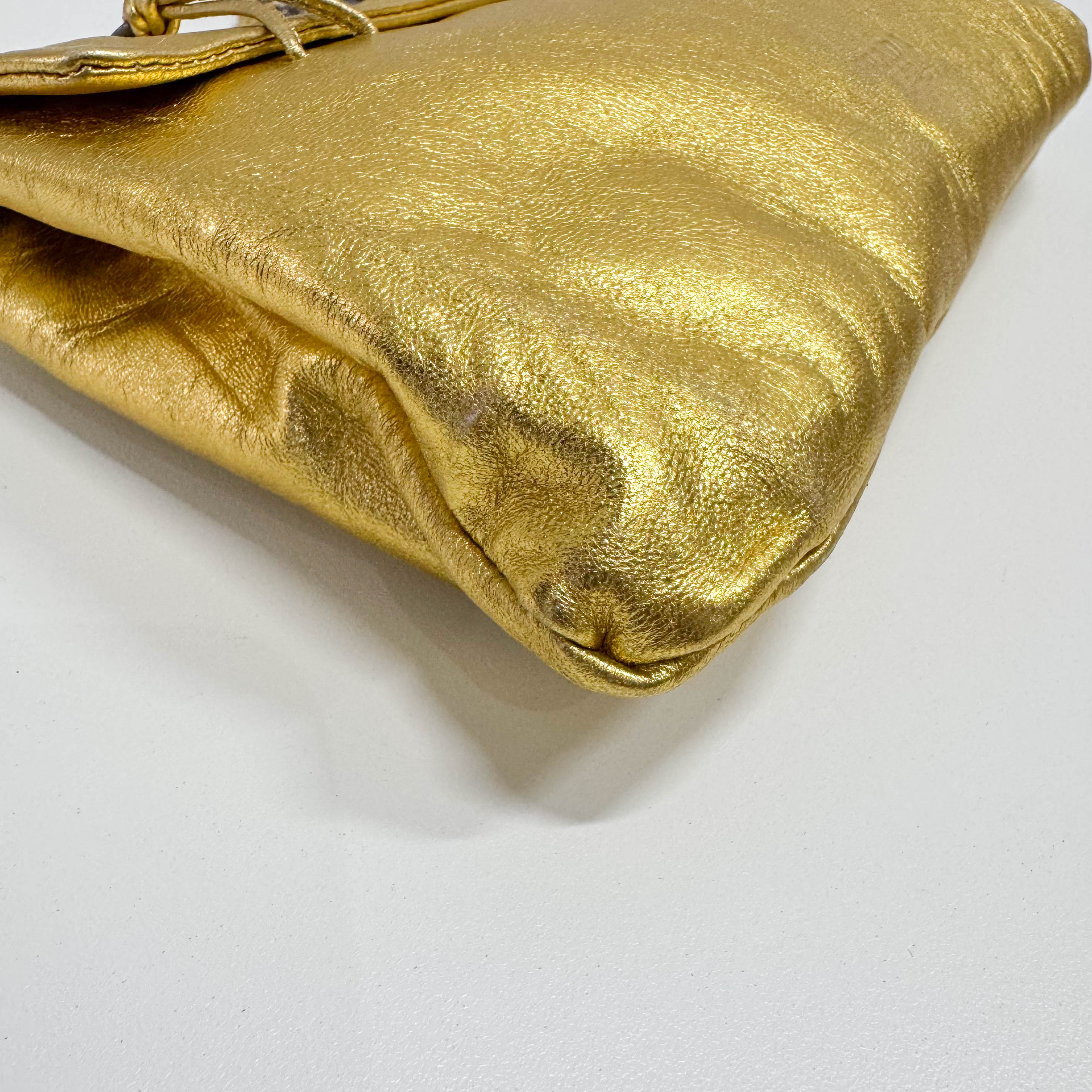 Small Golden Leather Shoulder Bag