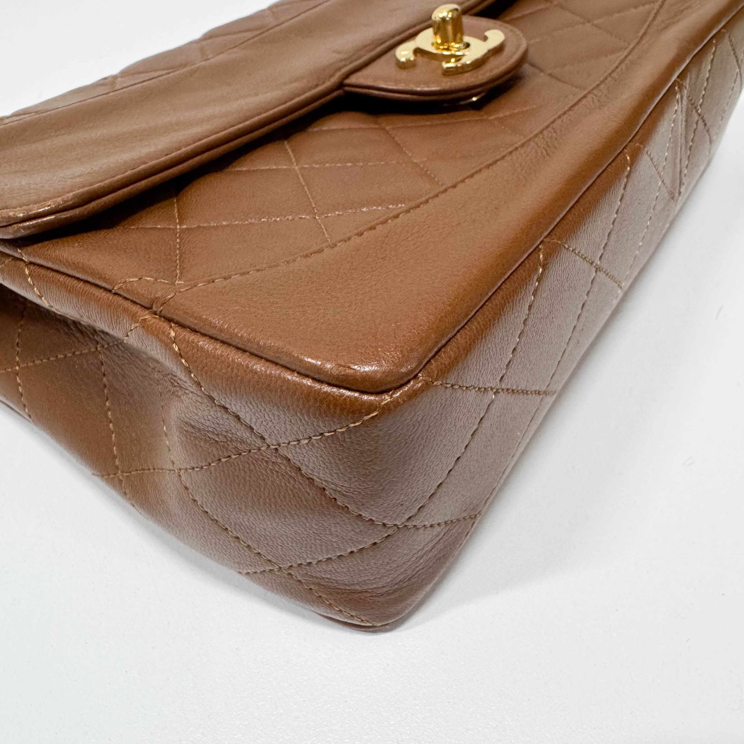 Timeless Classic Matelassé Brown Leather Shoulder Bag