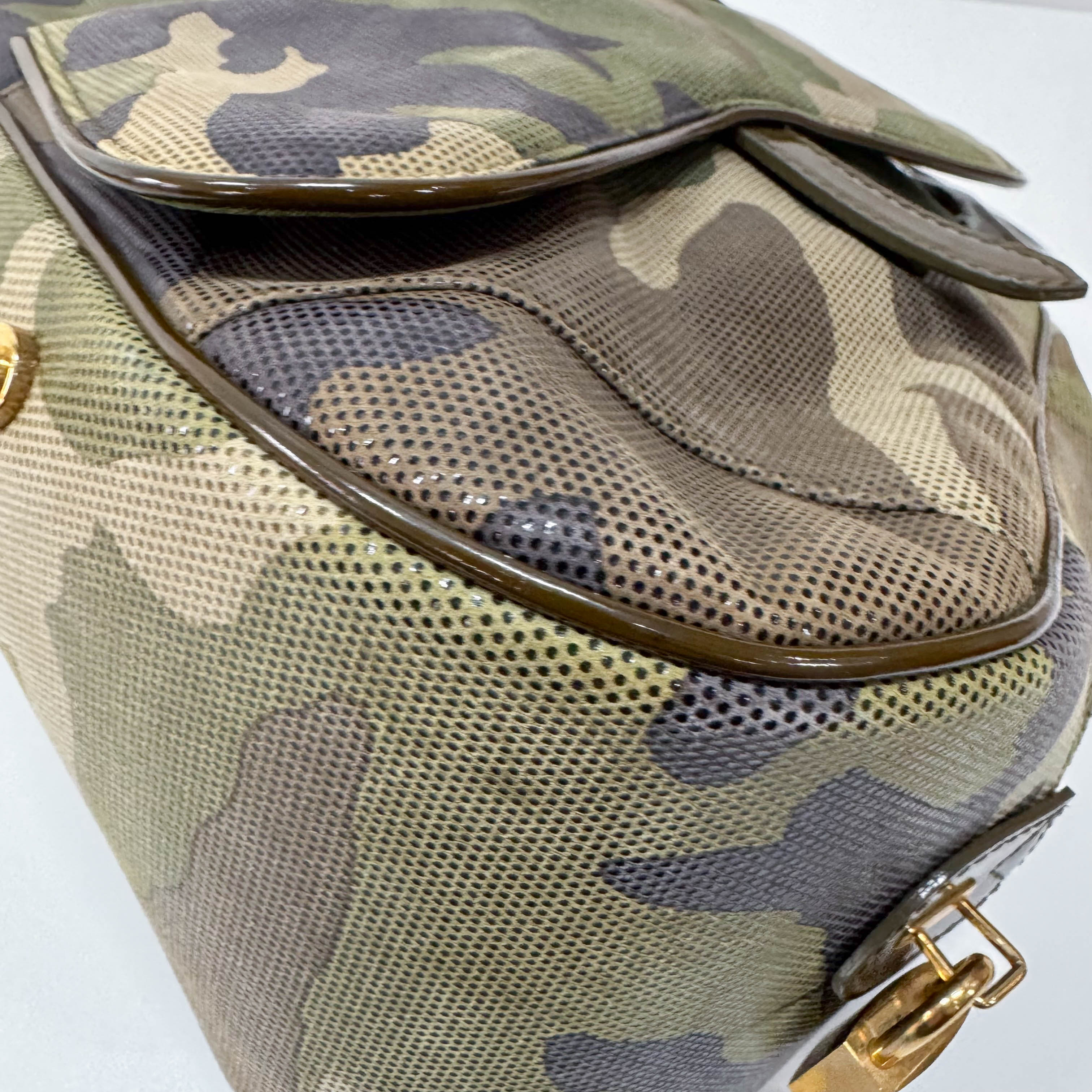 Vintage Green Camouflage Canvas Hand Bag