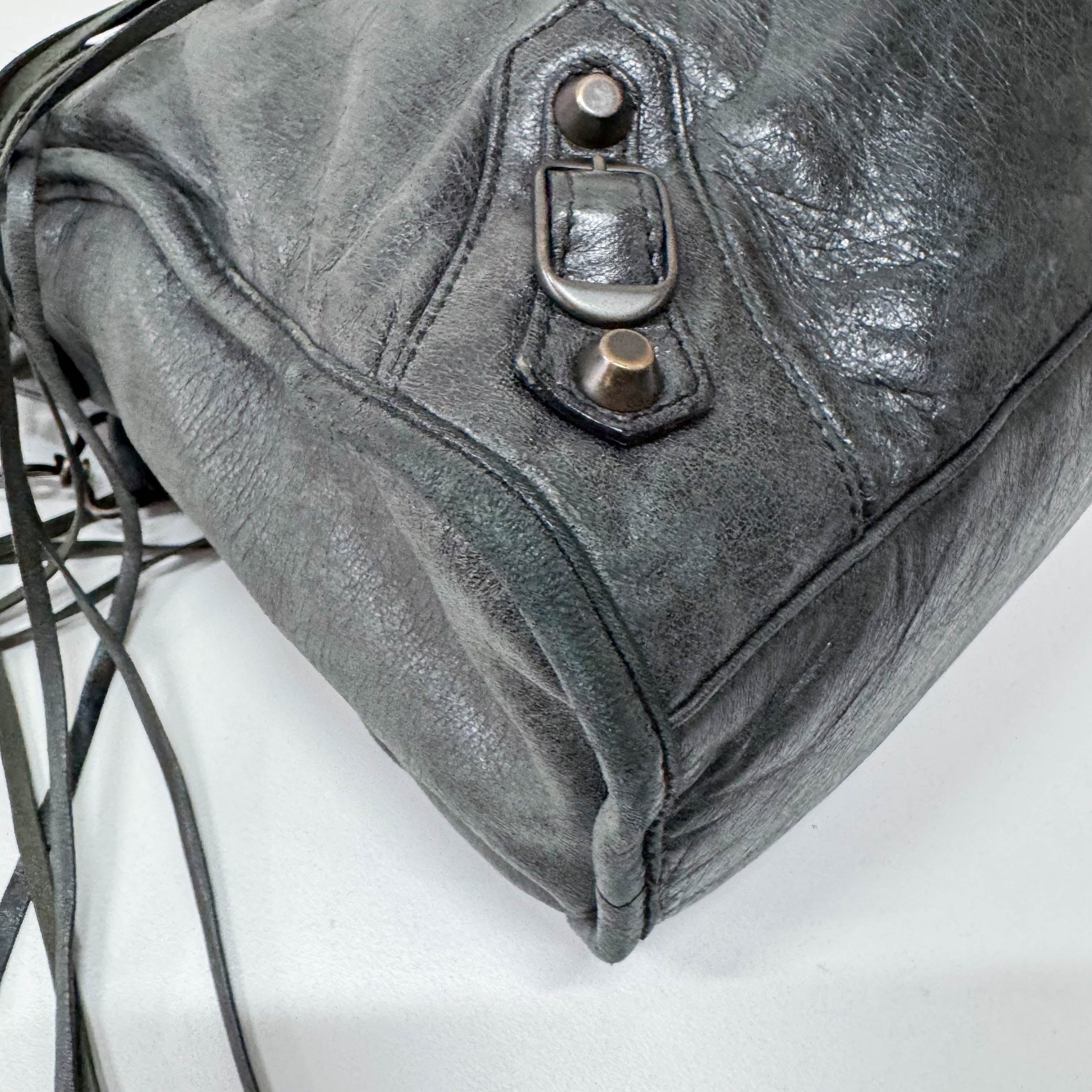 The First Grey Calfskin Leather Two Way Bag