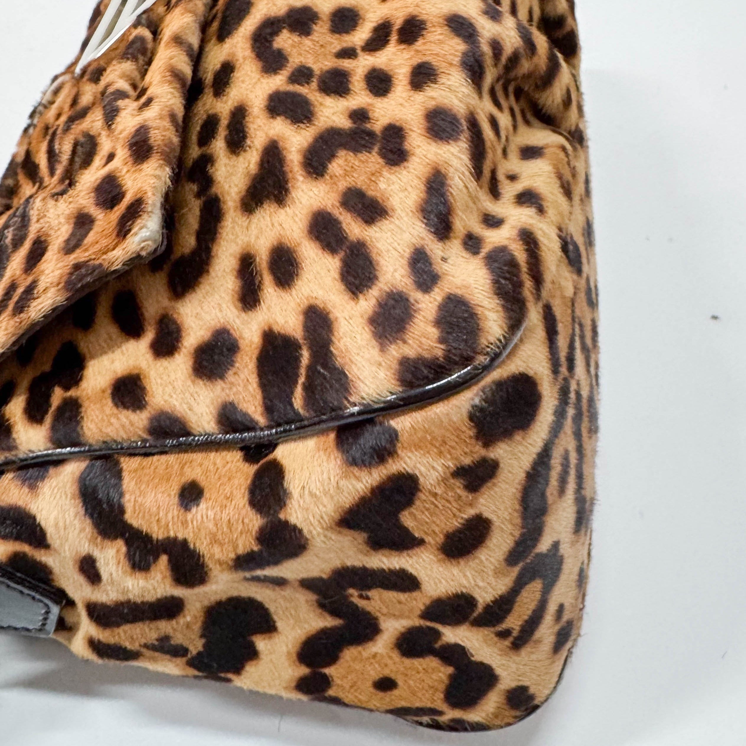 Mamma Baguette Leopard Print Pony Hair Shoulder Bag