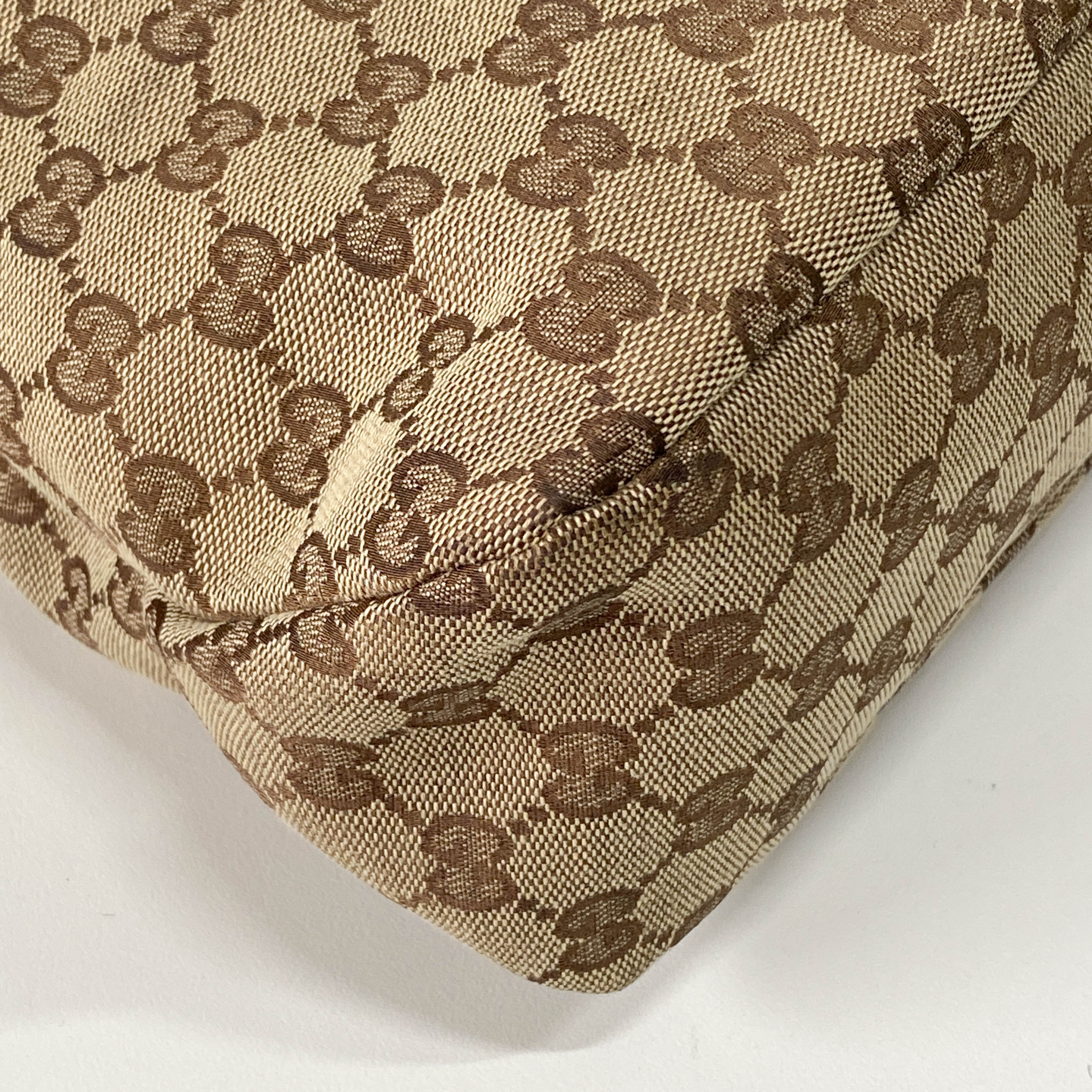 GG Brown Canvas Horsebit Hobo Bag