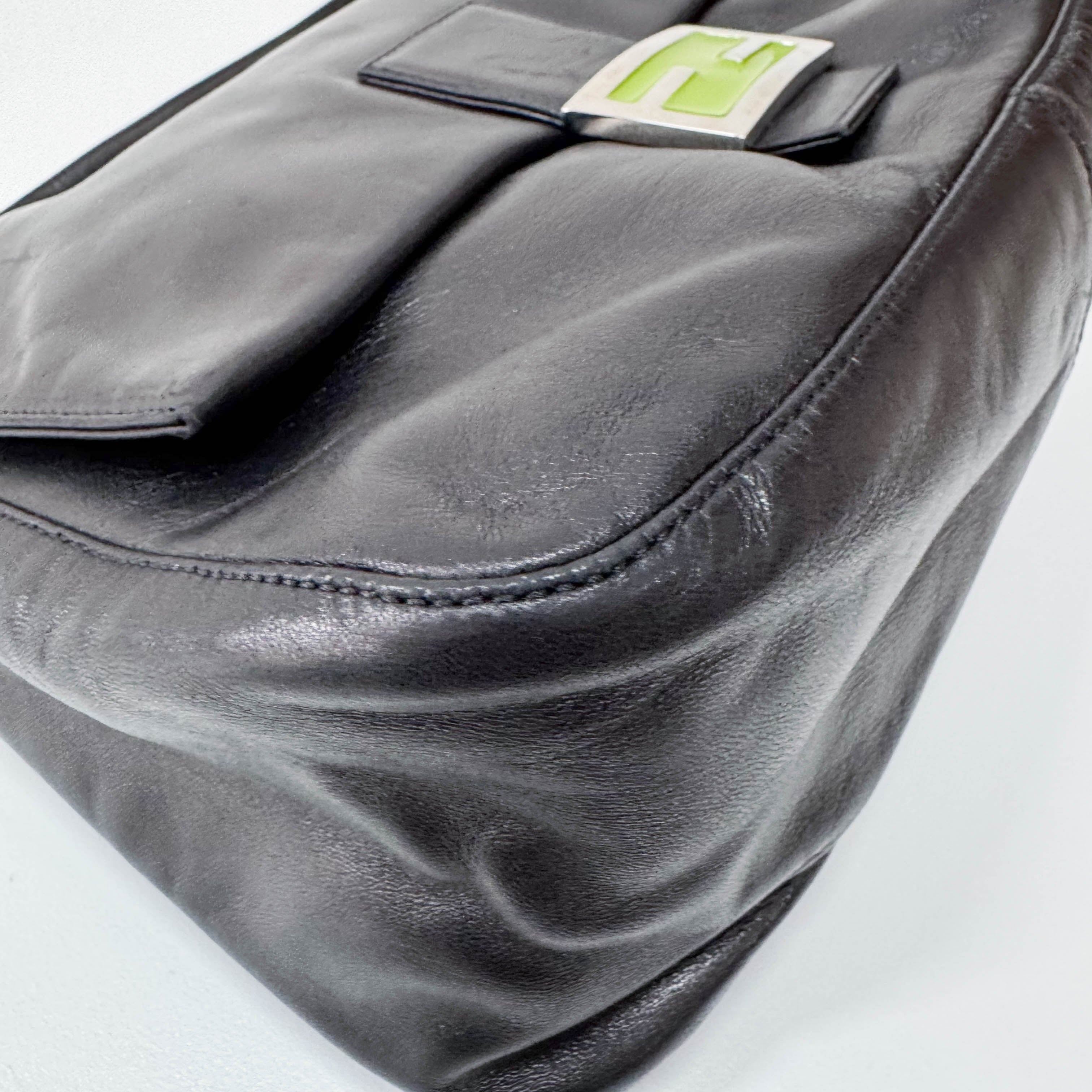 Mamma Baguette Black Leather Shoulder Bag