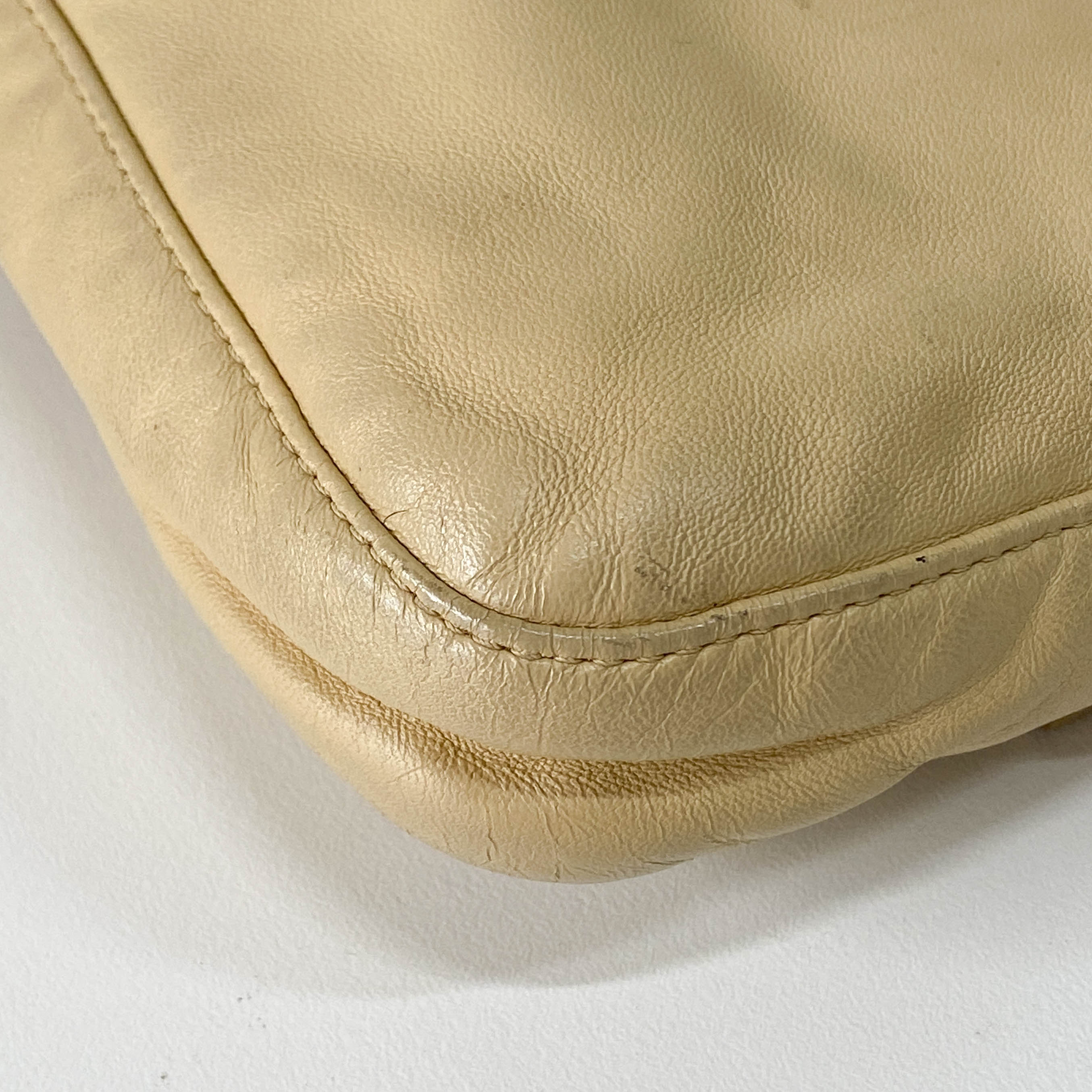 Baguette Beige Leather Shoulder Bag