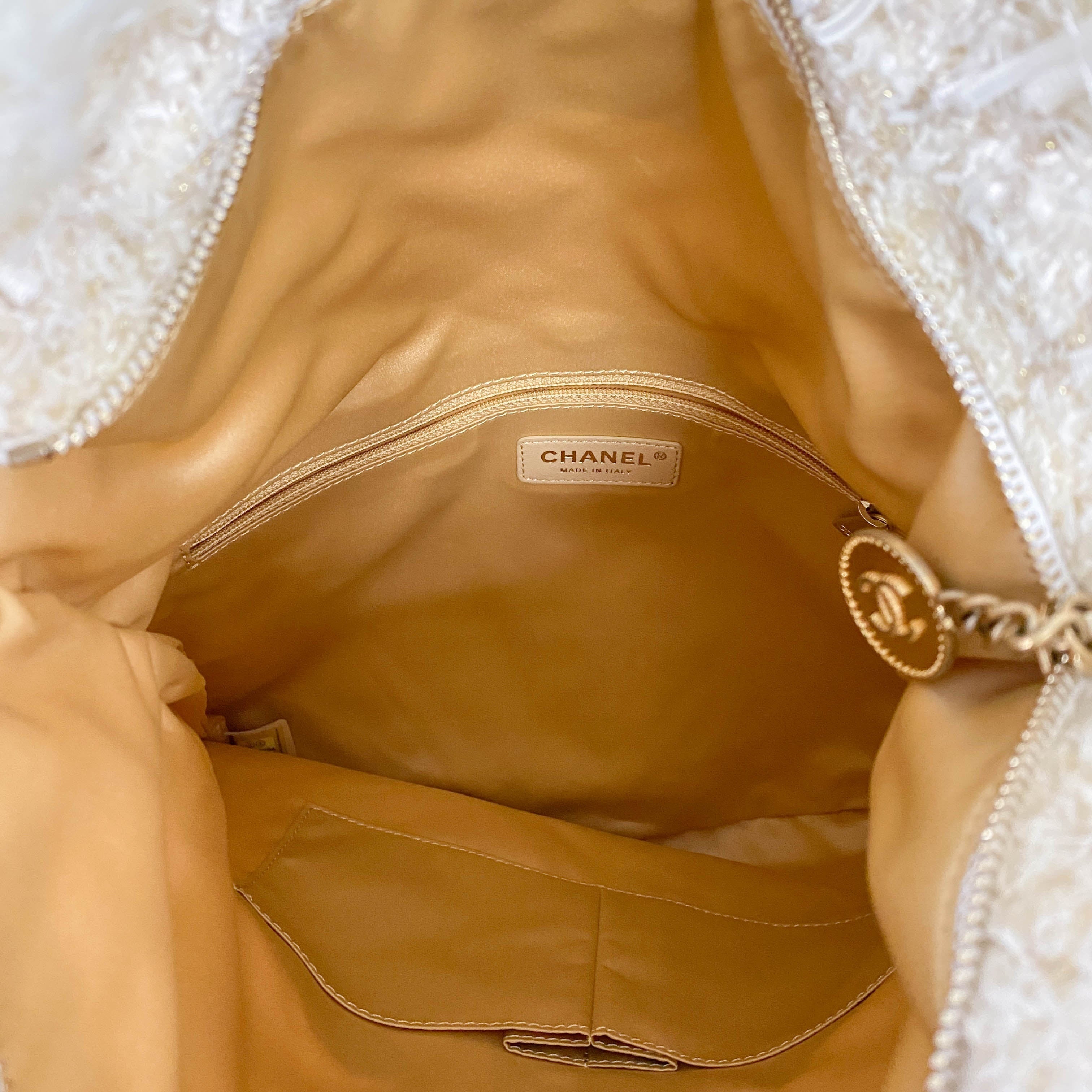 Ivory Tweed Oversized Clutch Bag