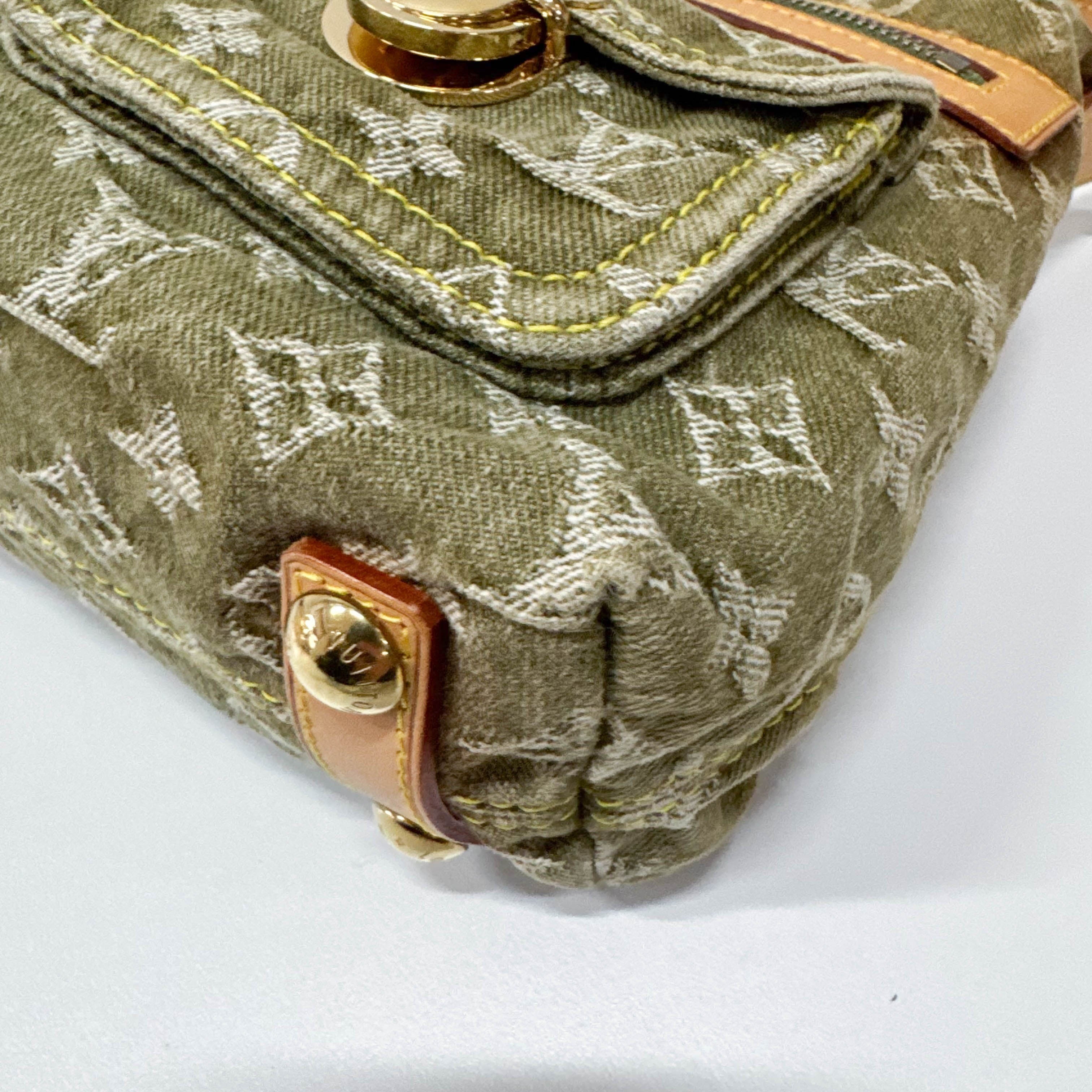 Baggy Monogram PM Khaki Denim Shoulder Bag