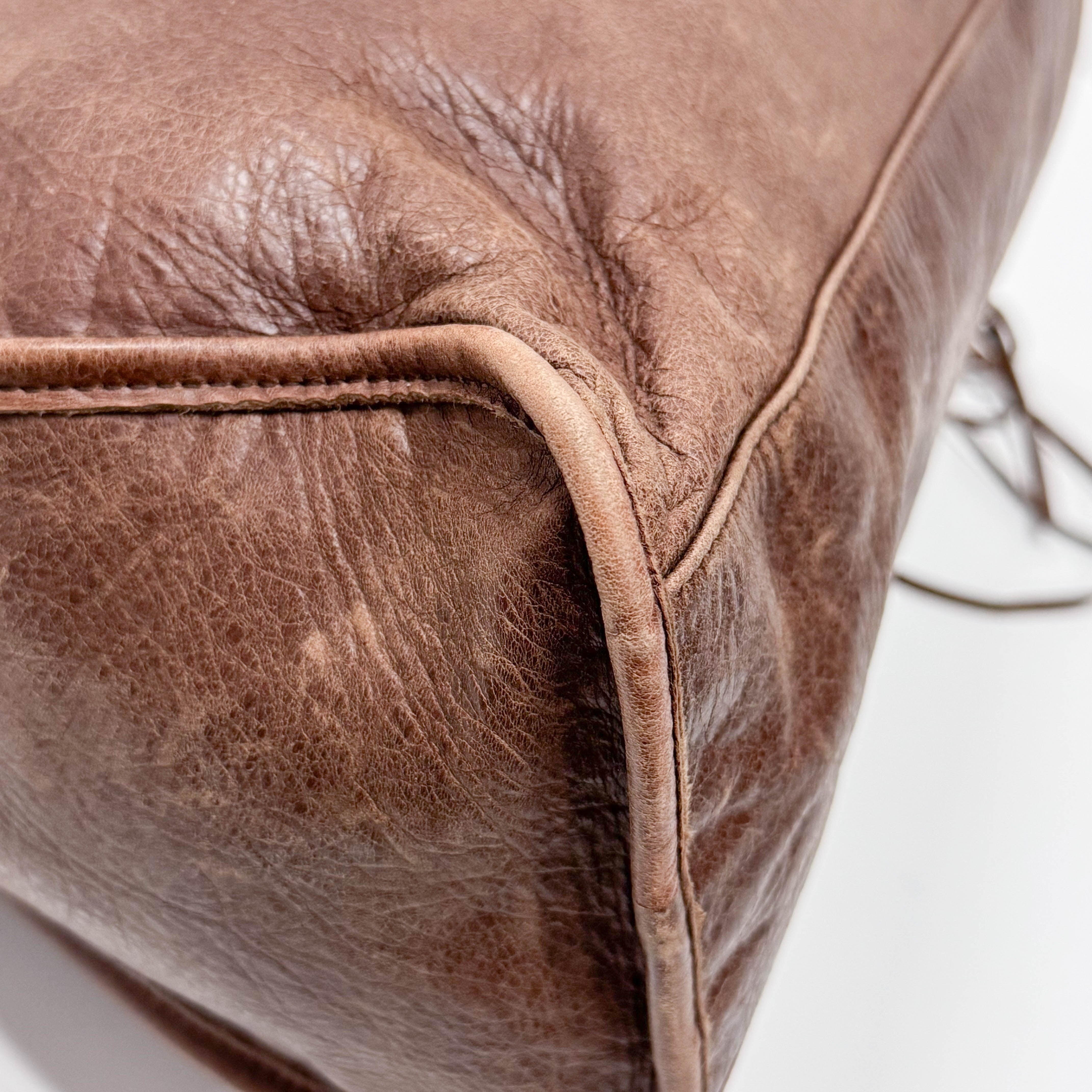 The City Brown Leather Shoulder Bag