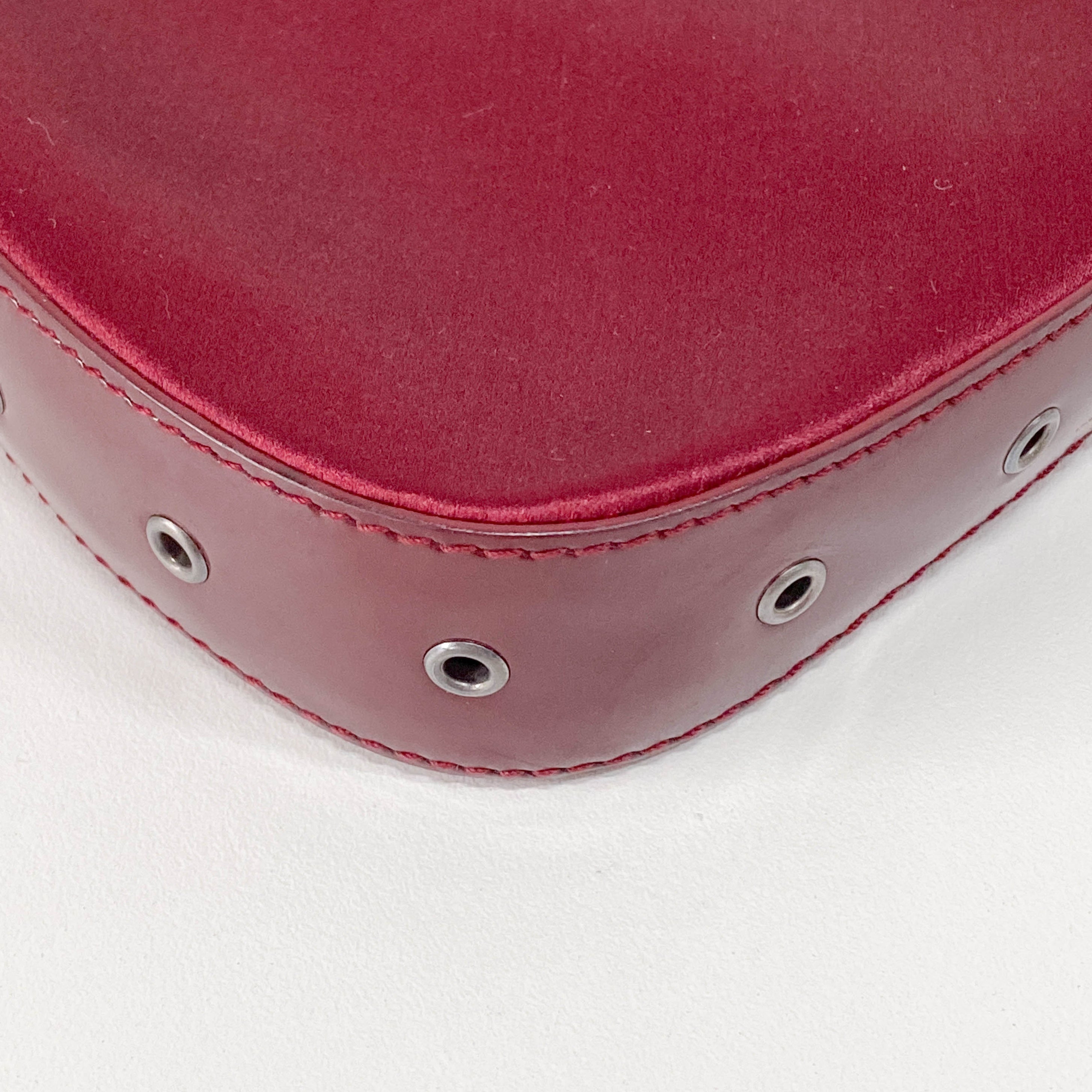 Mini Burgundy Satin Hobo Shoulder Bag