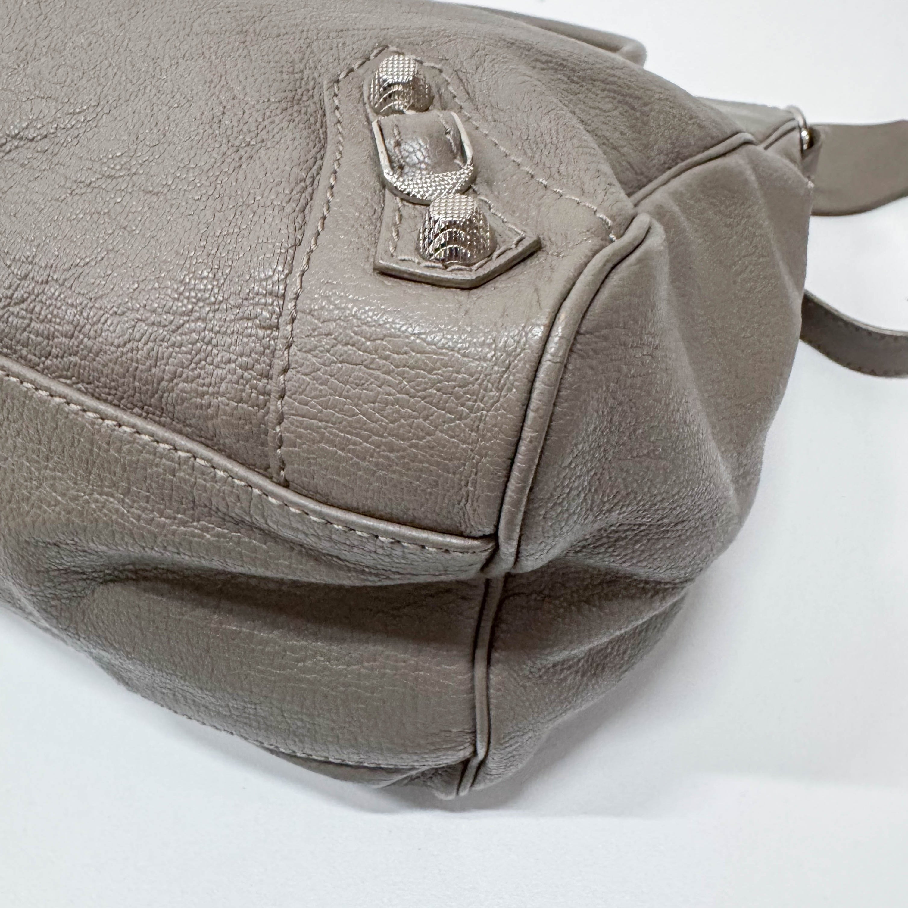 The Velo Grey Calfskin Leather Two Way Bag