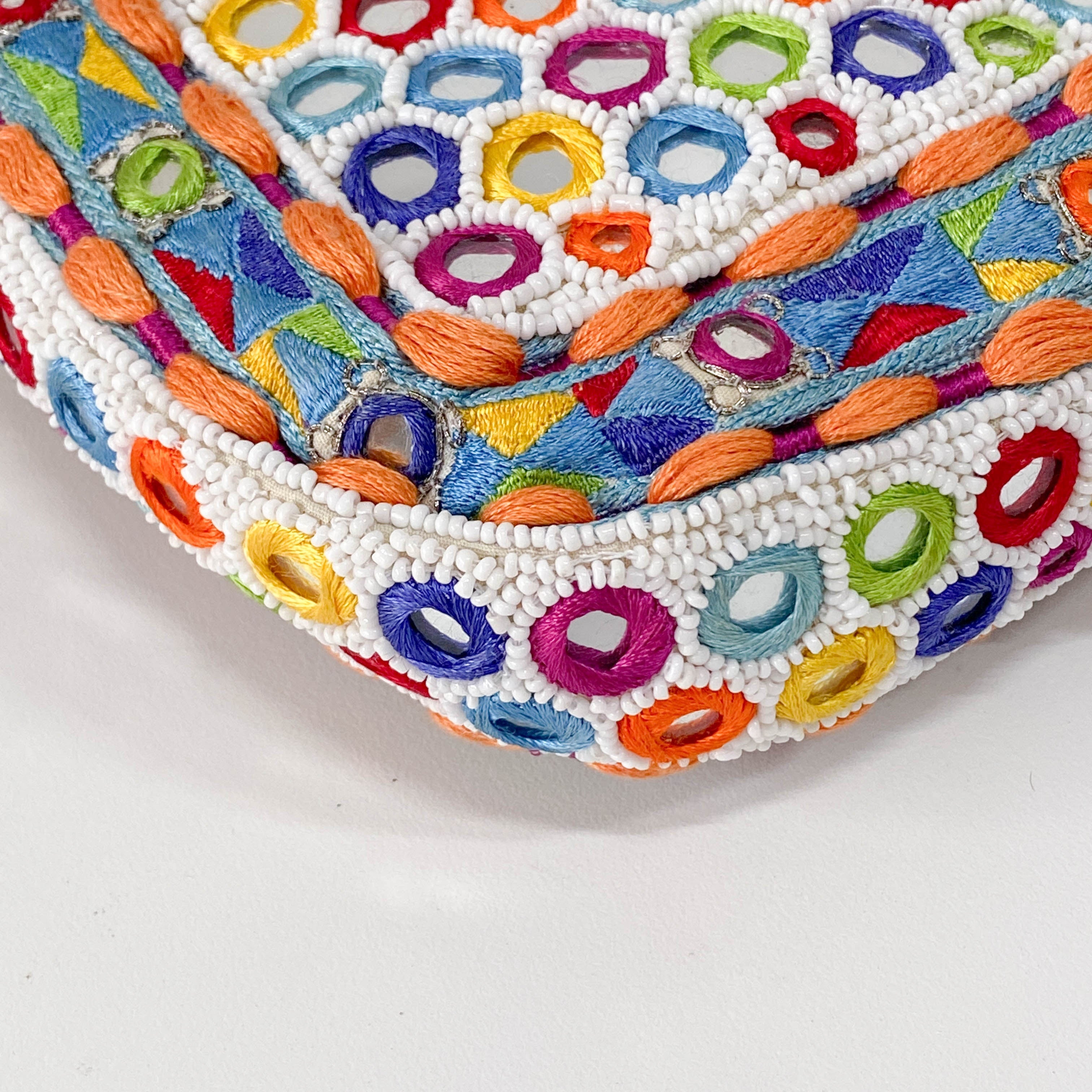 Baguette Multicolor Mirror Beaded Embroidered Shoulder Bag
