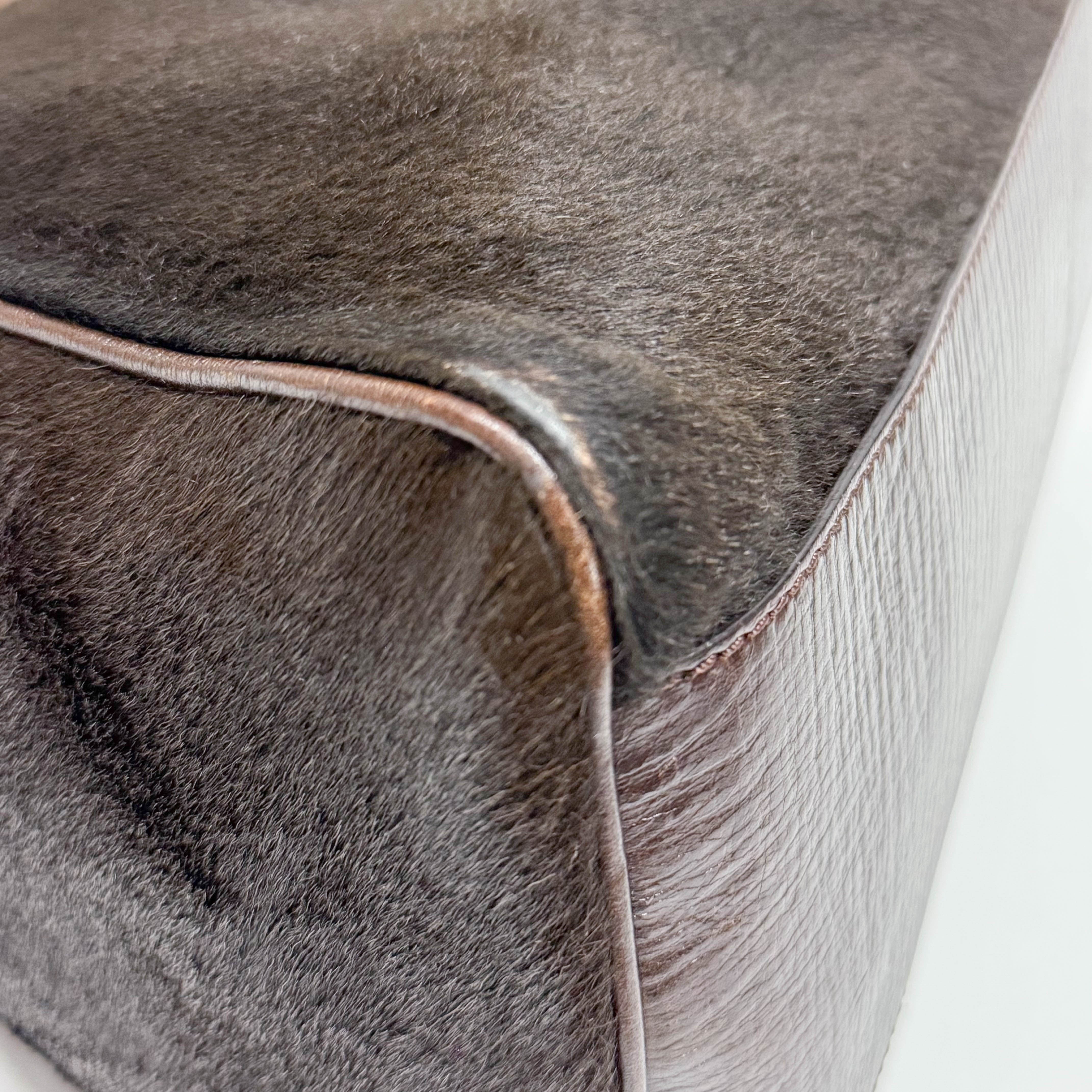 Limited Edition Squirrel Print Brown Pony Hair Shoulder Bag