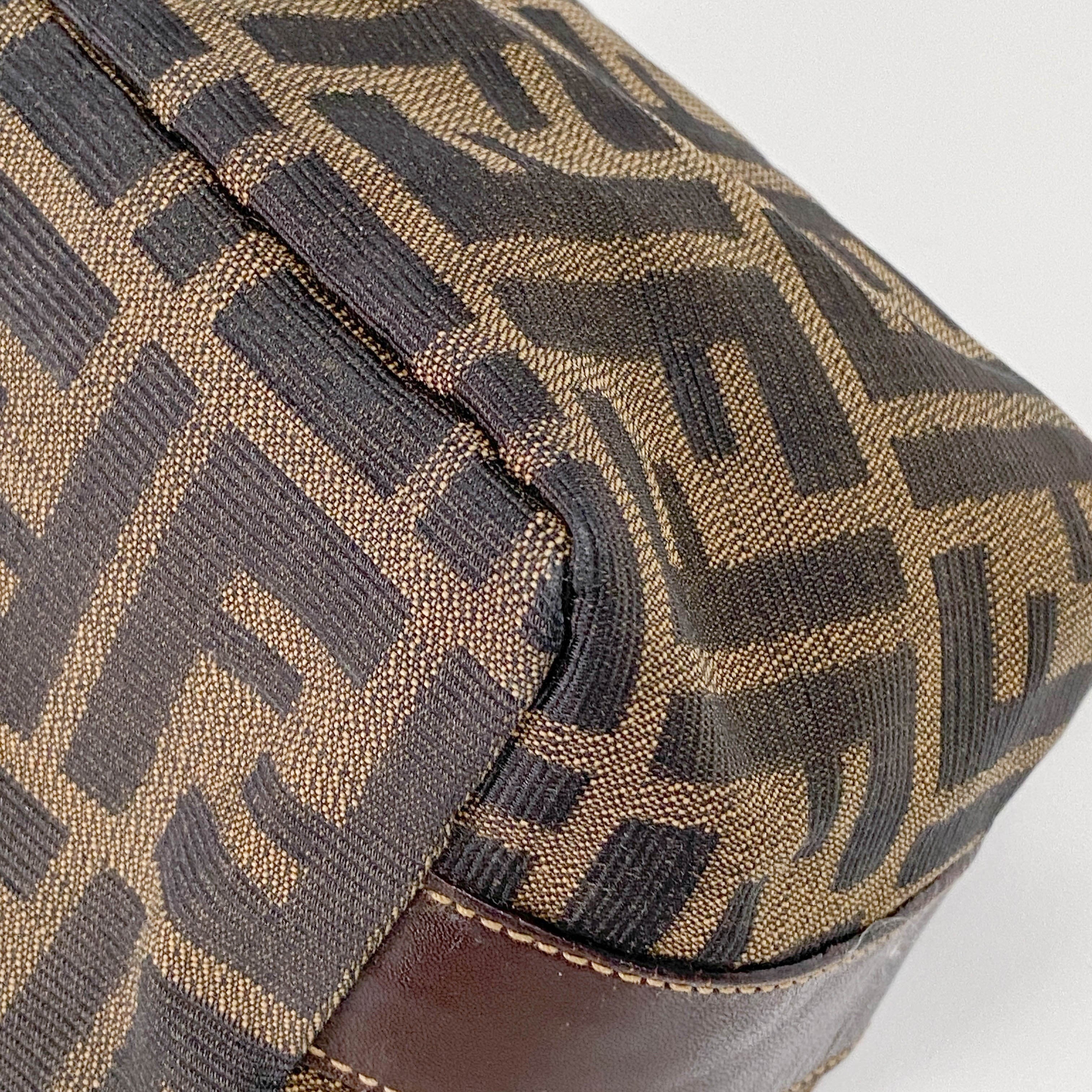 Zucca Brown Canvas Vanity Pouch