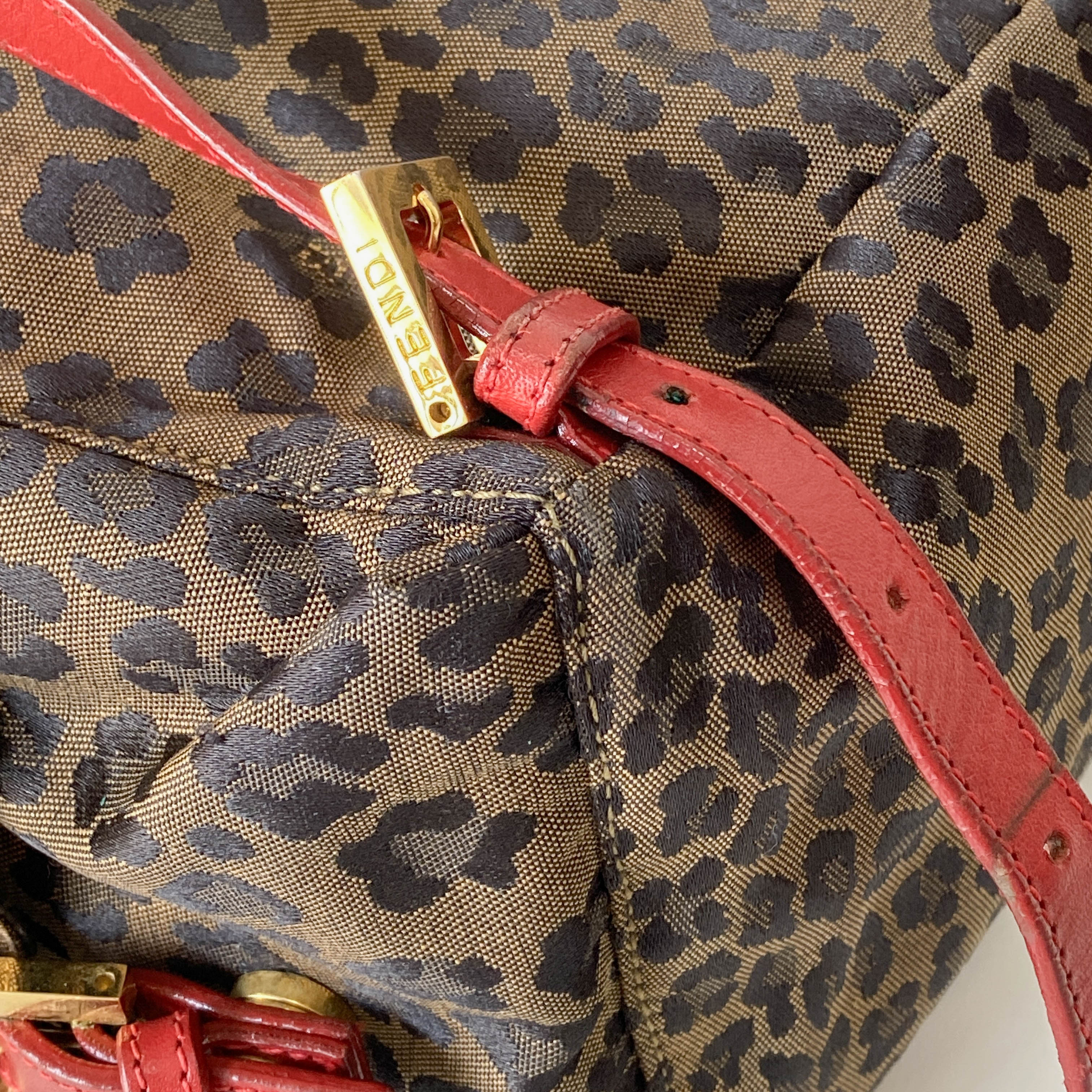 Brown Leopard Print Canvas Backpack