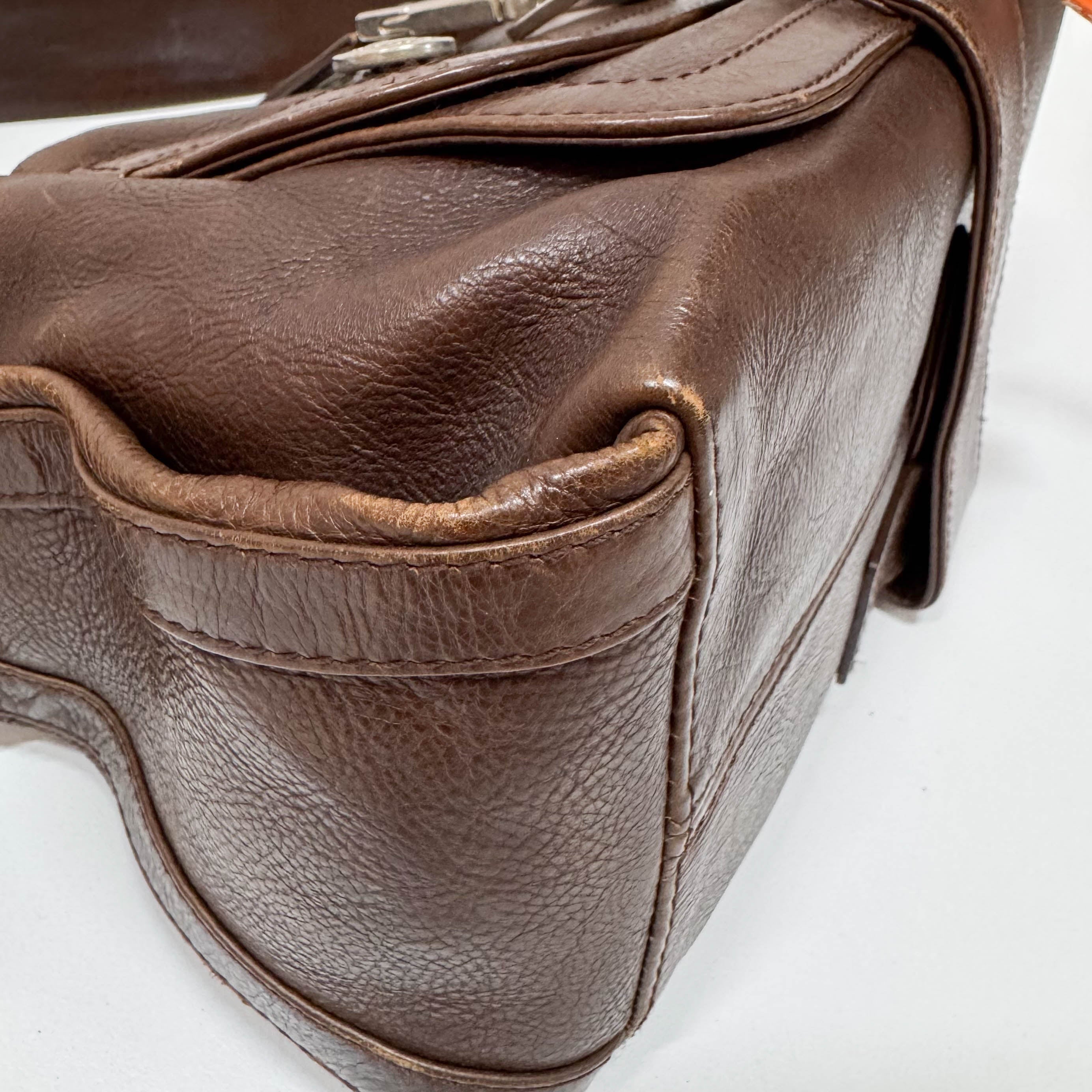 Flight Brown Leather Shoulder Bag