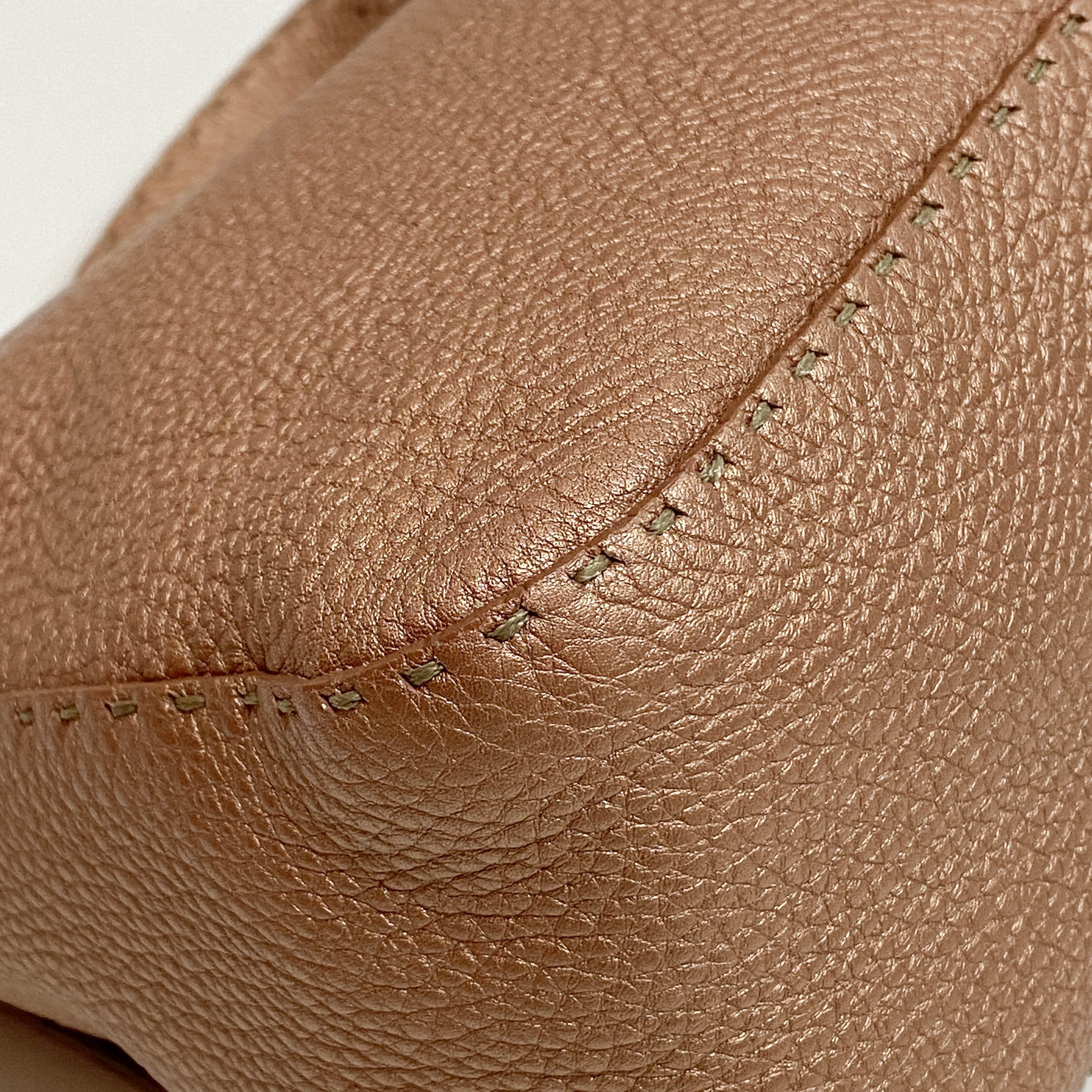 Mamma Baguette Rose Gold Leather Shoulder Bag