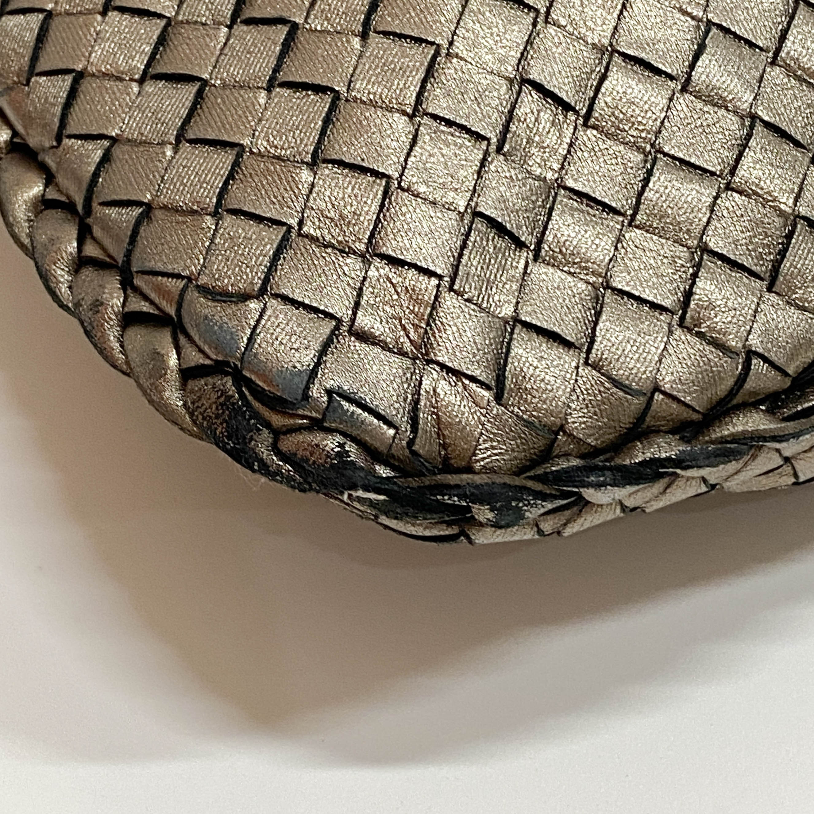 Intrecciato Gold Leather Hobo Bag