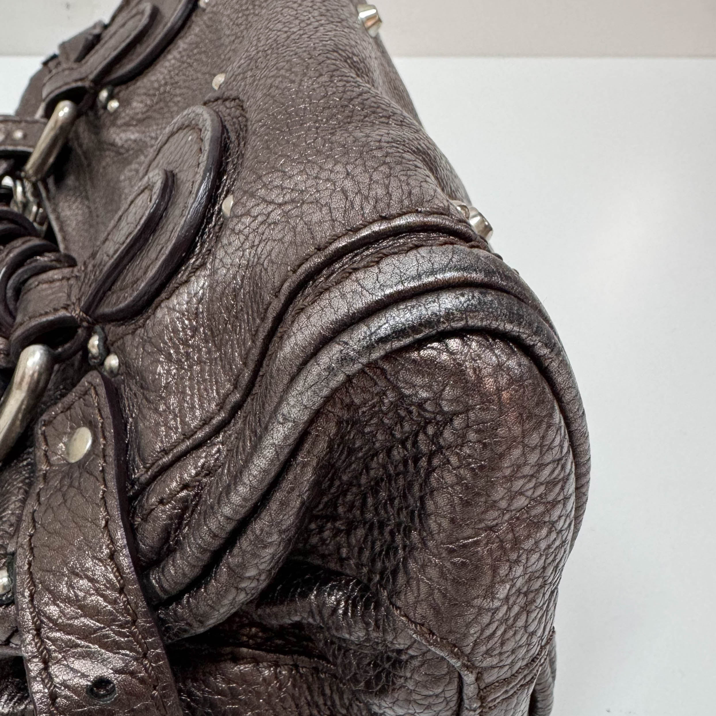 Mini Paddington Rose/Black Metallic Calfskin Leather Hand Bag