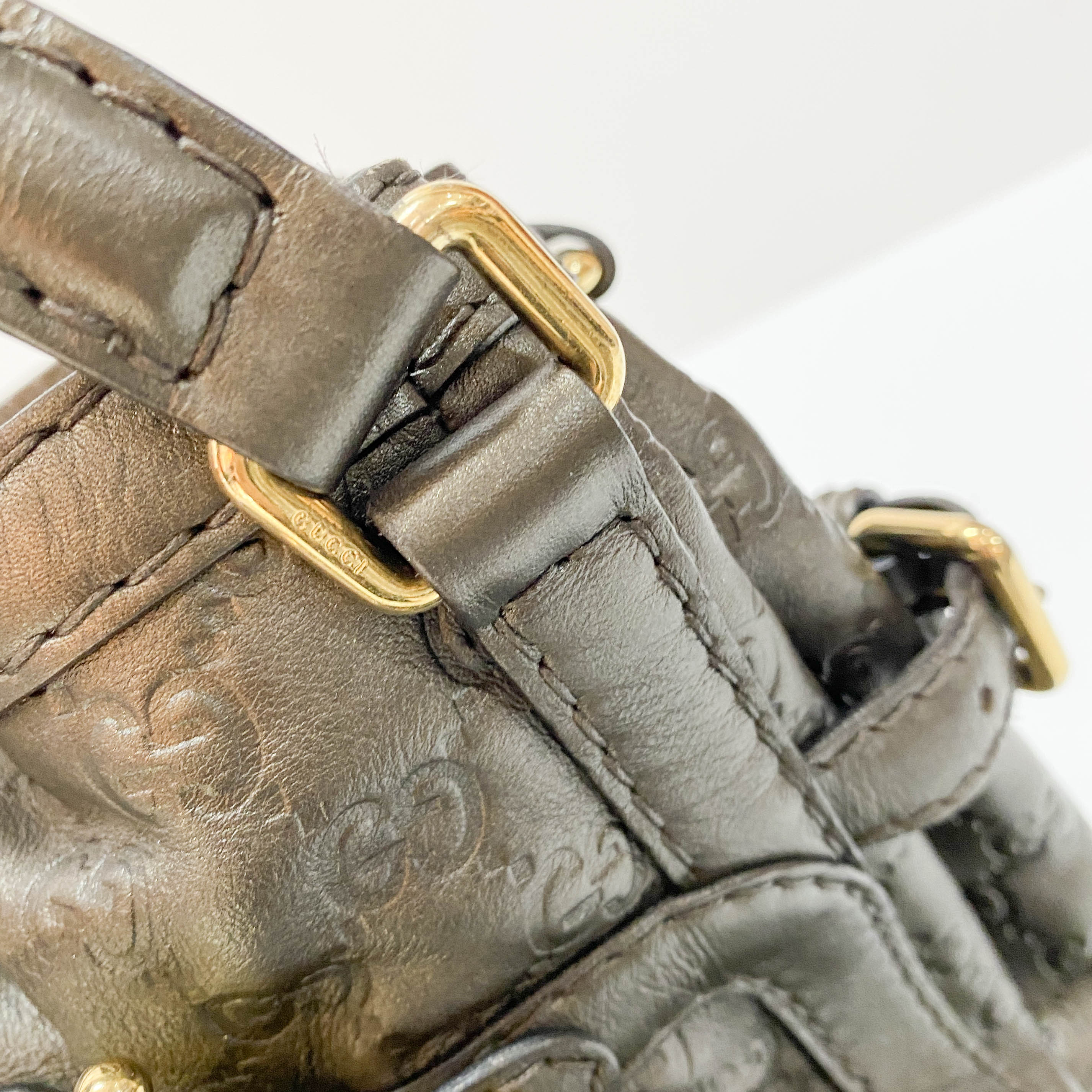 Guccisima Metalic Green Leather Hobo Shoulder Bag