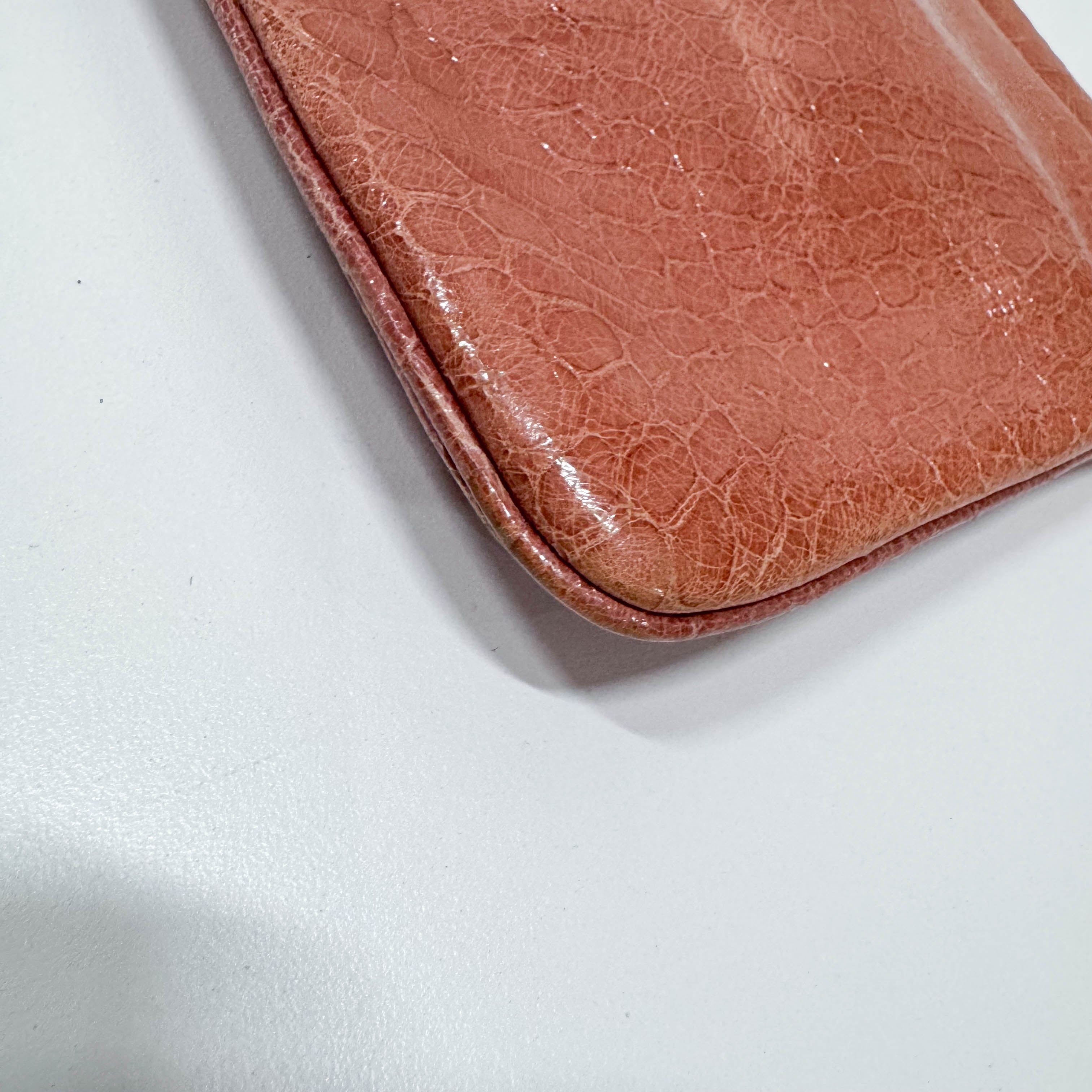 Vintage Pink Croc Embossed Leather Hand Bag