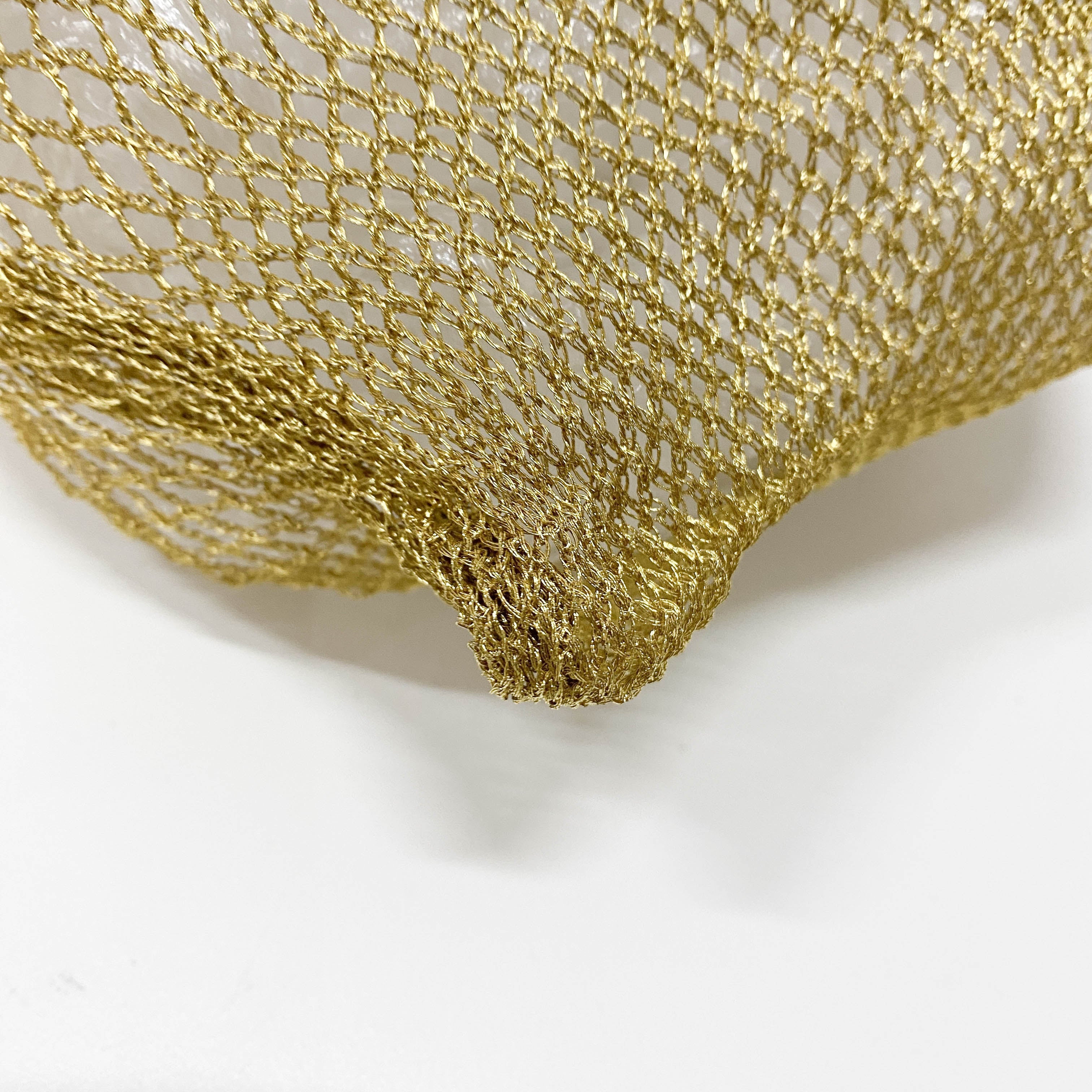 Triangle Logo Gold Mesh Handbag