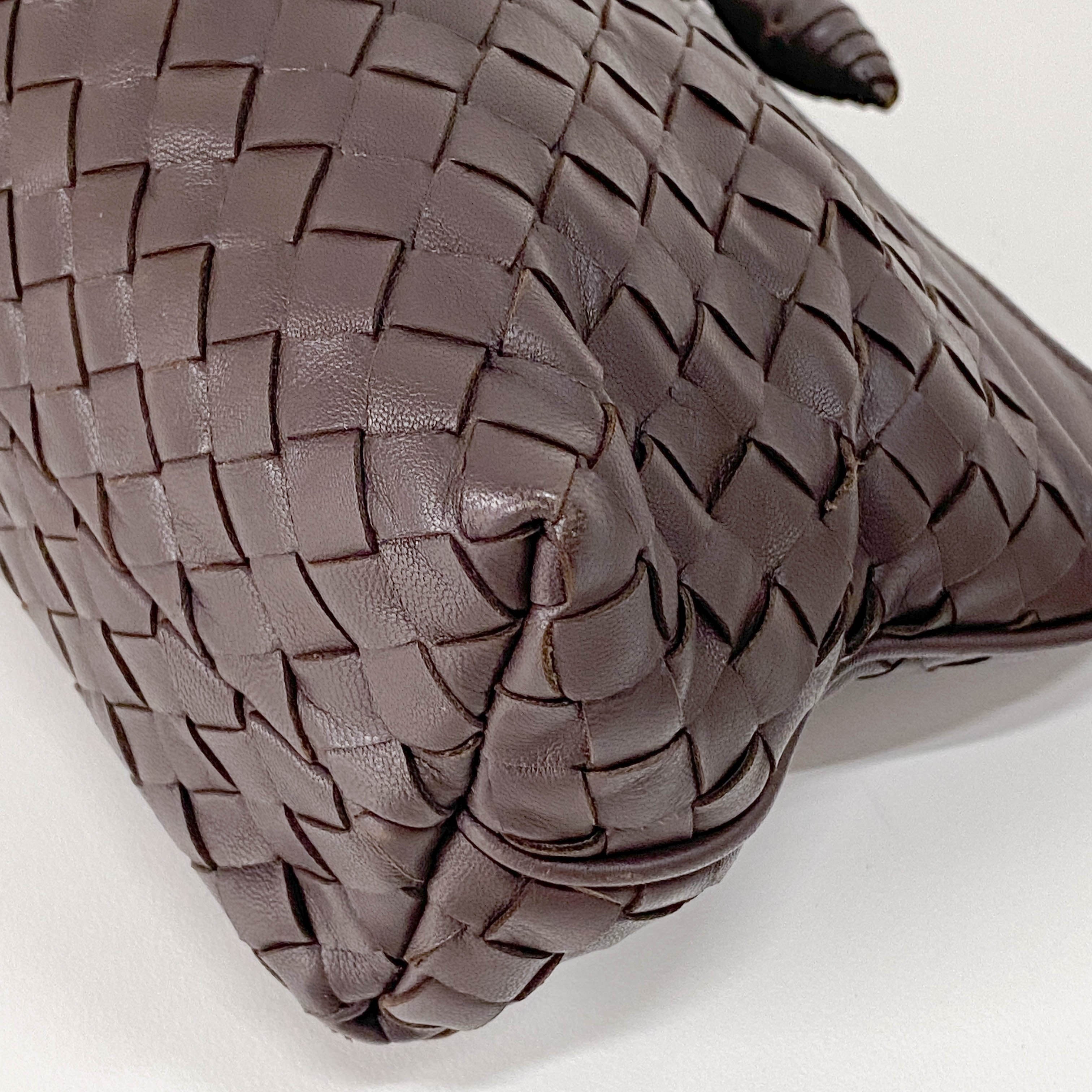 Intrecciato Brown Leather Shoulder Bag