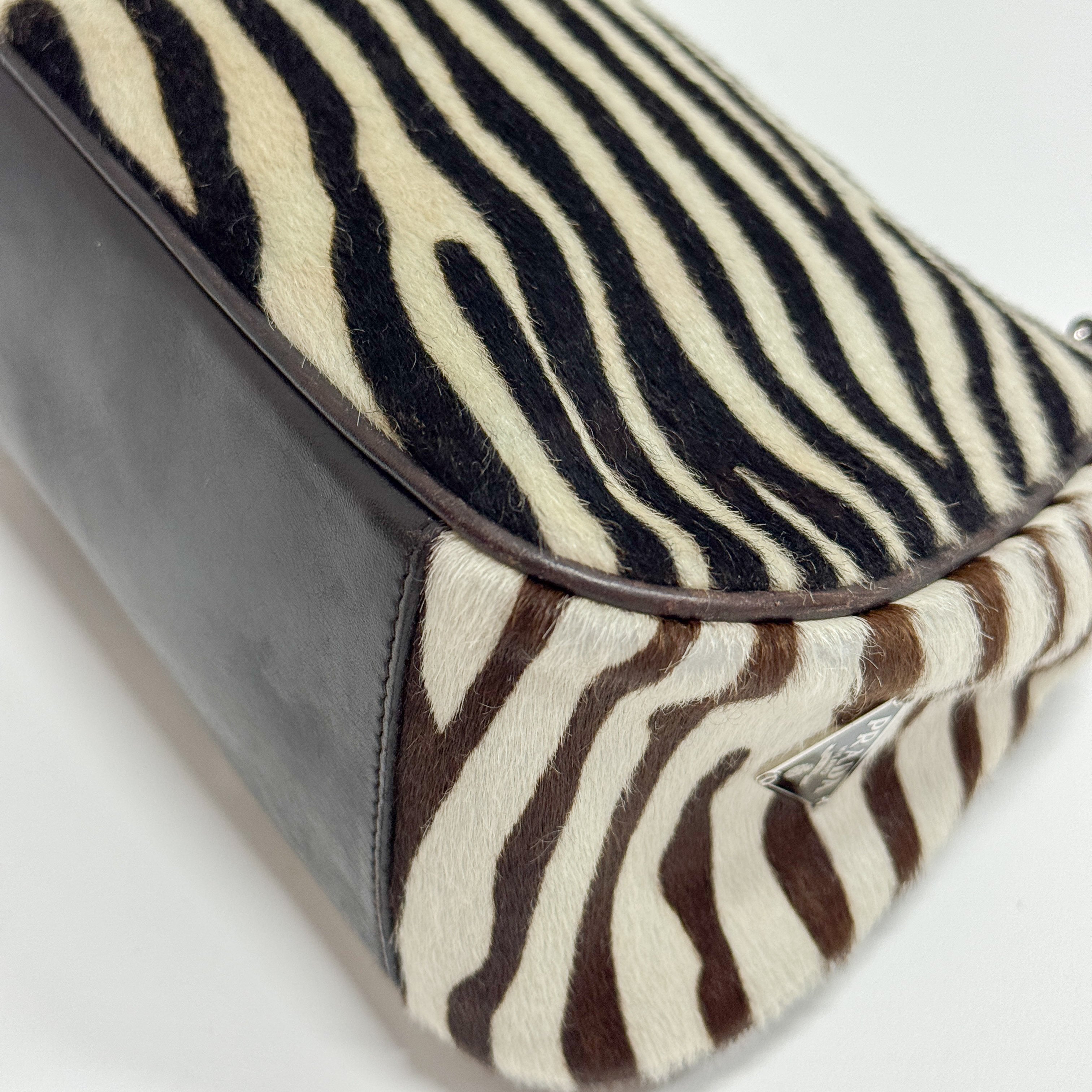 Zebra Print Pony Hair Shoulder Bag