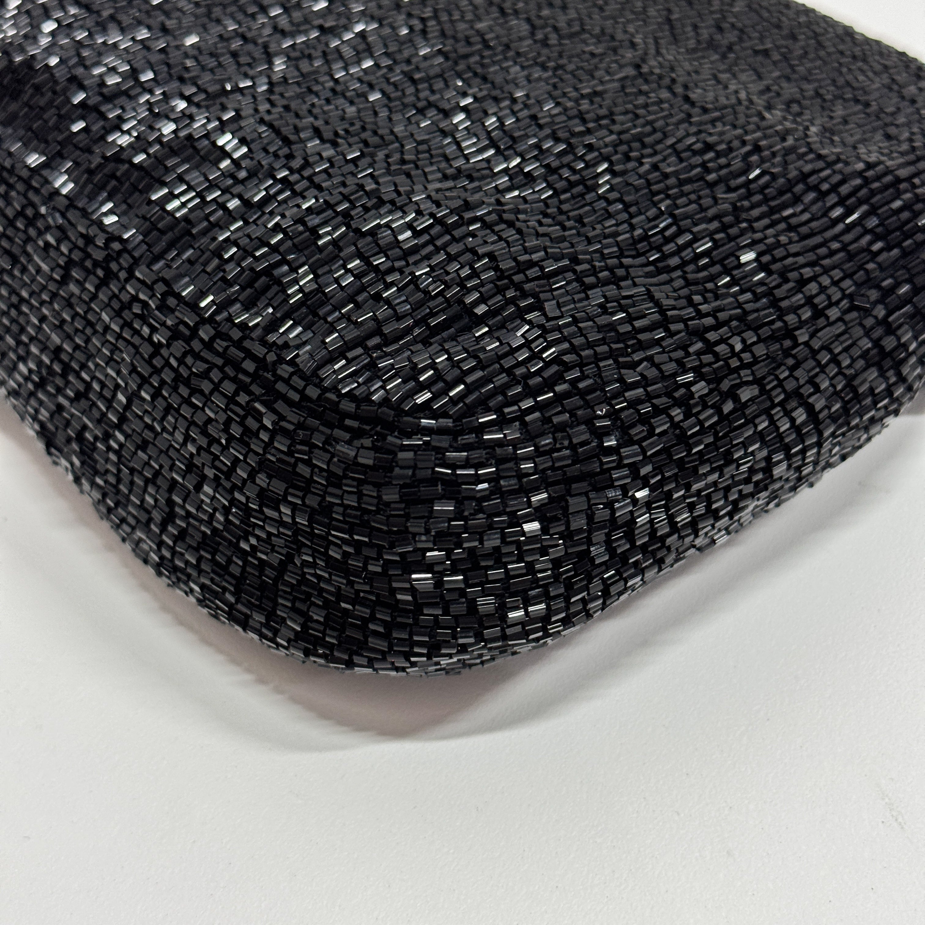 Baguette Black Beaded Shoulder Bag