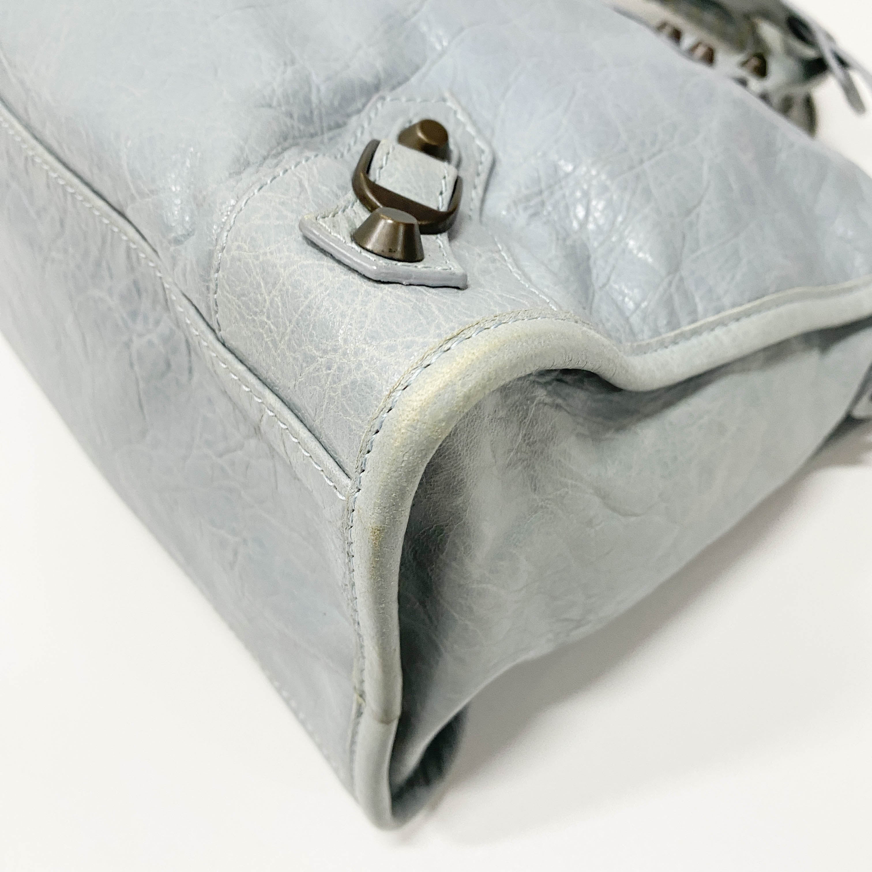 The City Blue Calfskin Leather Two Way Bag
