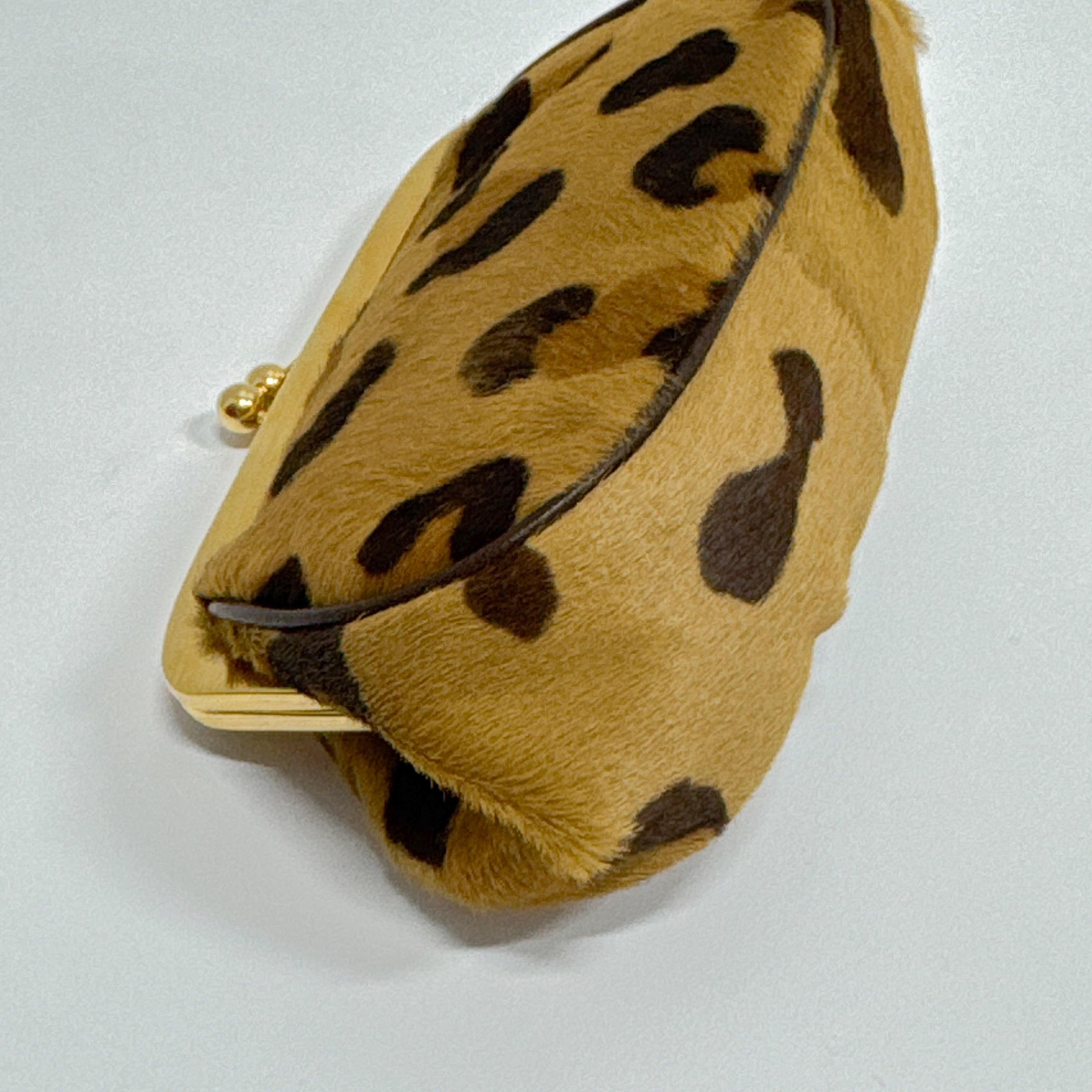 Brown Leopard Print Pony Hair Coin Pouch